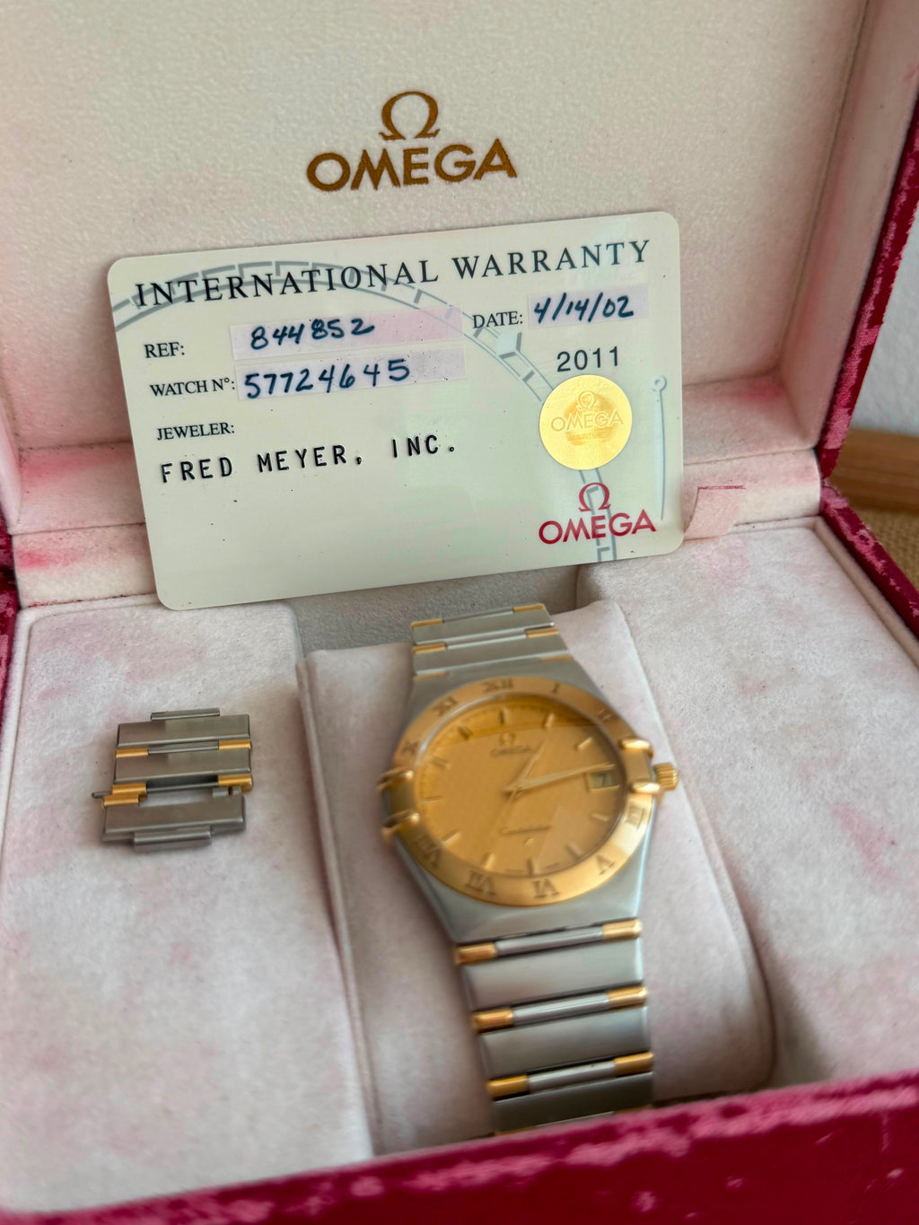 Omega Constellation Manhattan  Aur Otel - 33.5mm diametrul Full set - Conditie excelenta - Ref. 396.1201