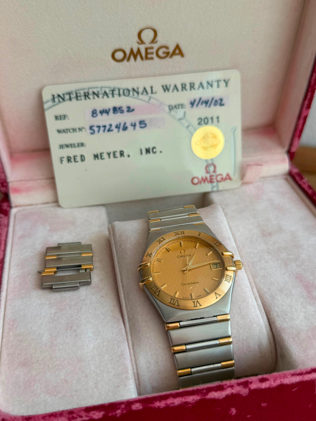 Omega Constellation Manhattan  Aur Otel - 33.5mm diametrul Full set - Conditie excelenta - Ref. 396.1201