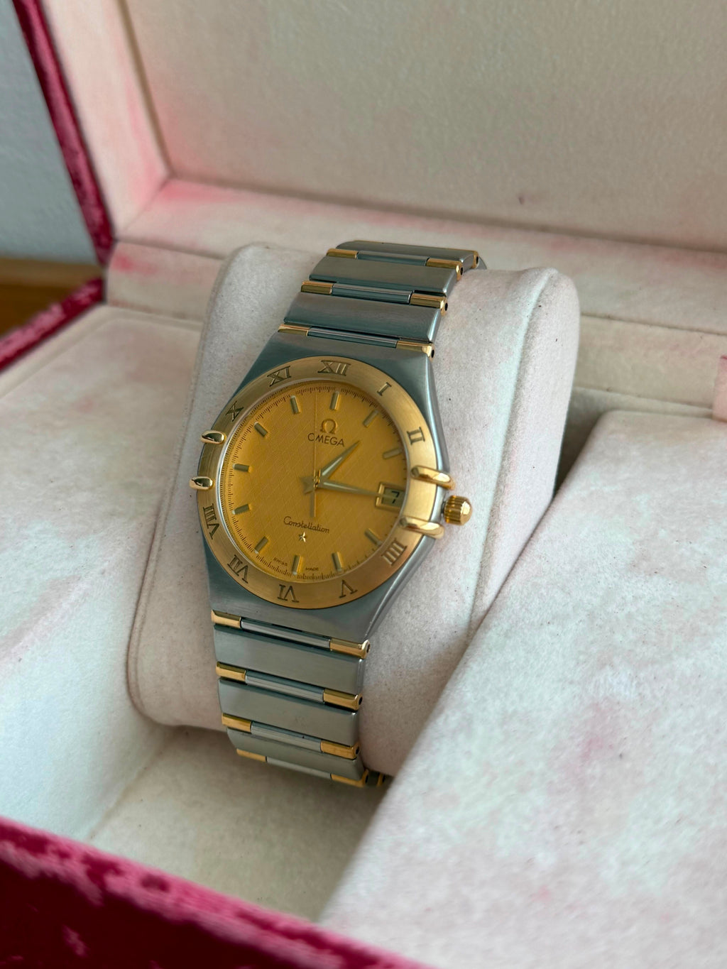 Omega Constellation Manhattan  Aur Otel - 33.5mm diametrul Full set - Conditie excelenta - Ref. 396.1201
