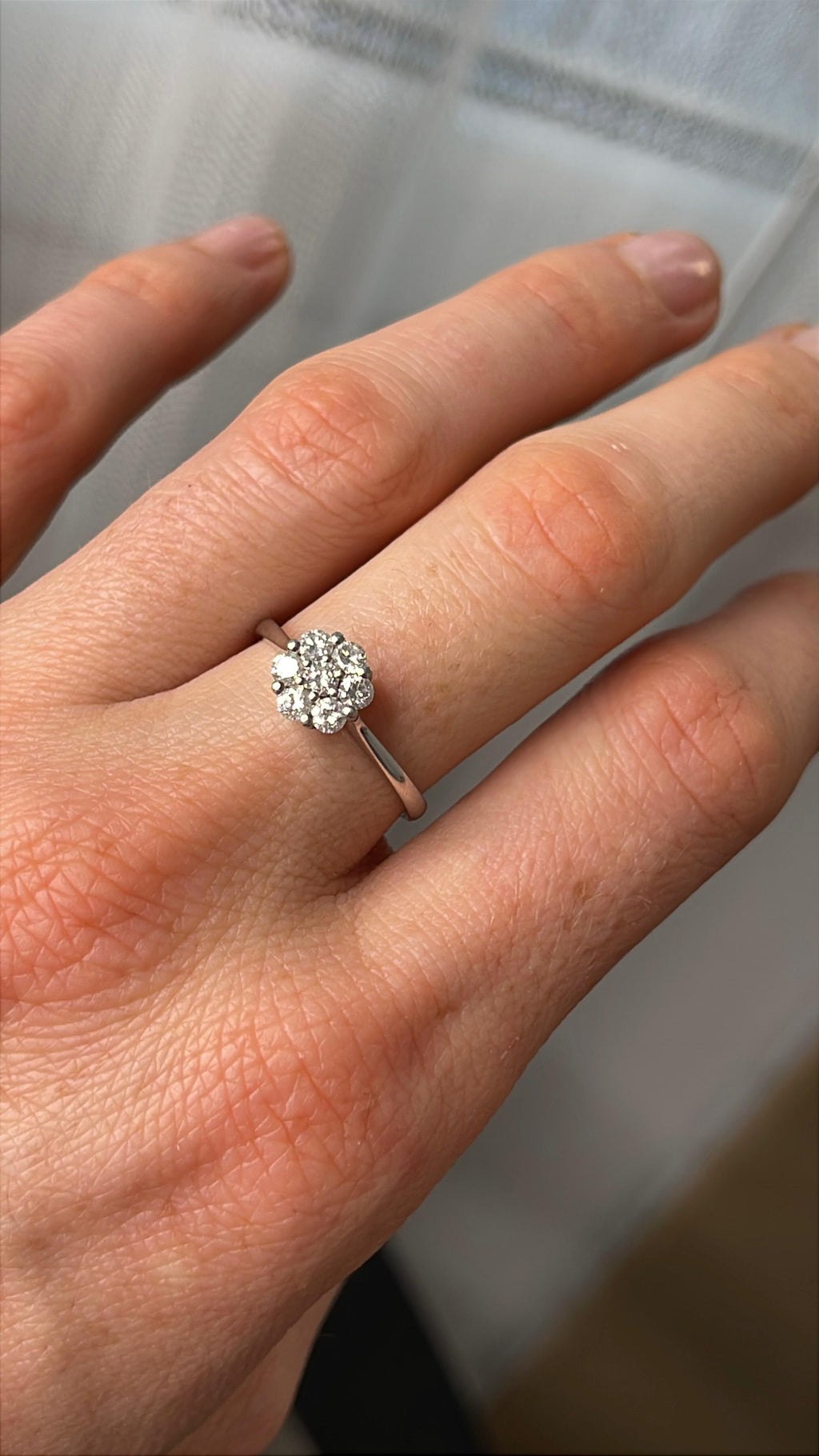 Inel Aur Alb 18k cu diamante - certificat