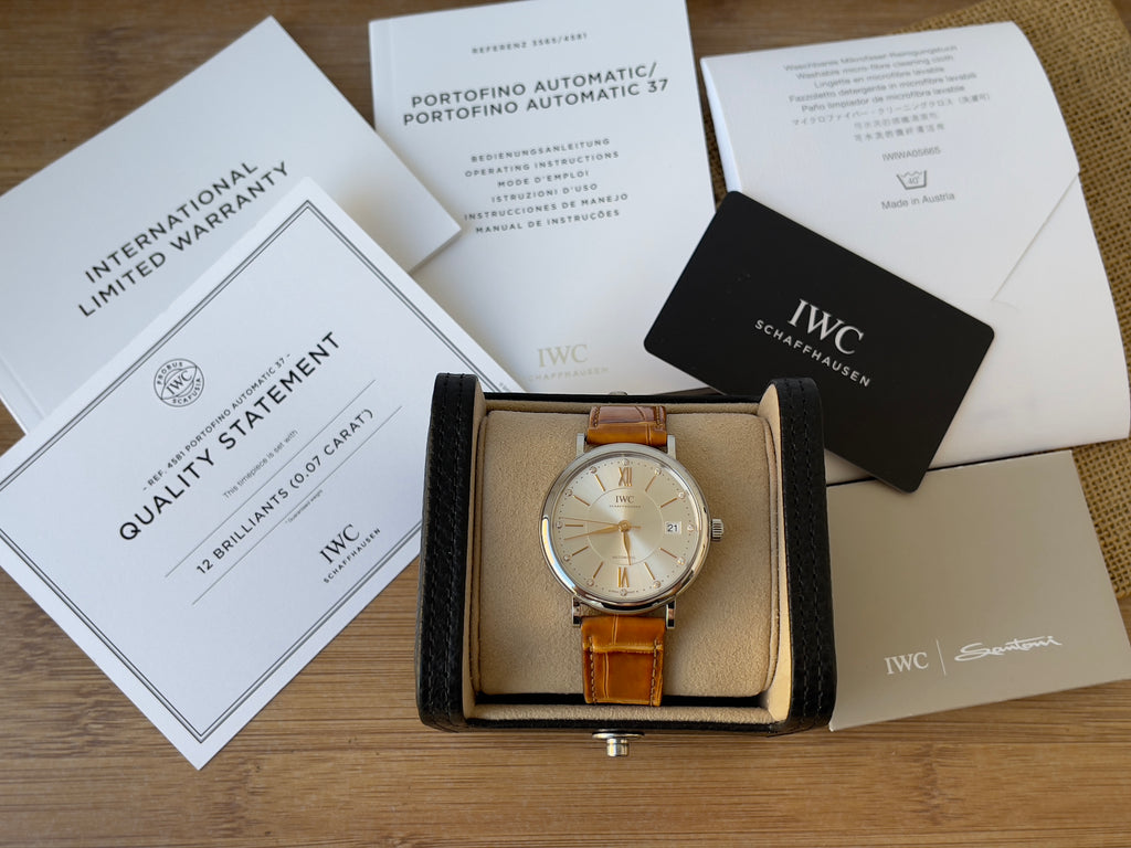 Ceas IWC Portofino Unisex 37mm - cu briliante - Full set, acte, cutie
