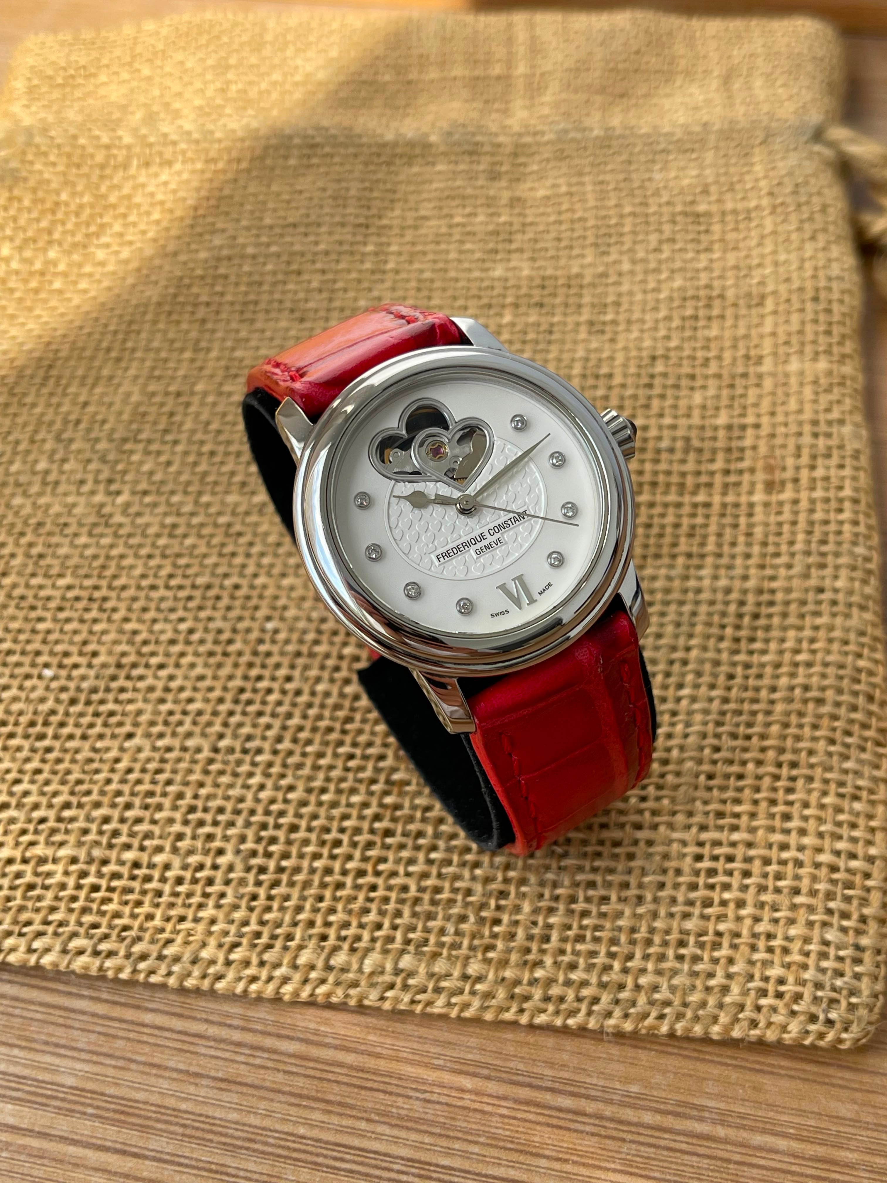 Superb Ceas Frederique Constant - Lady - Automatic - Open Heart cu diamante 💎Ref. FC-310DHB2P6