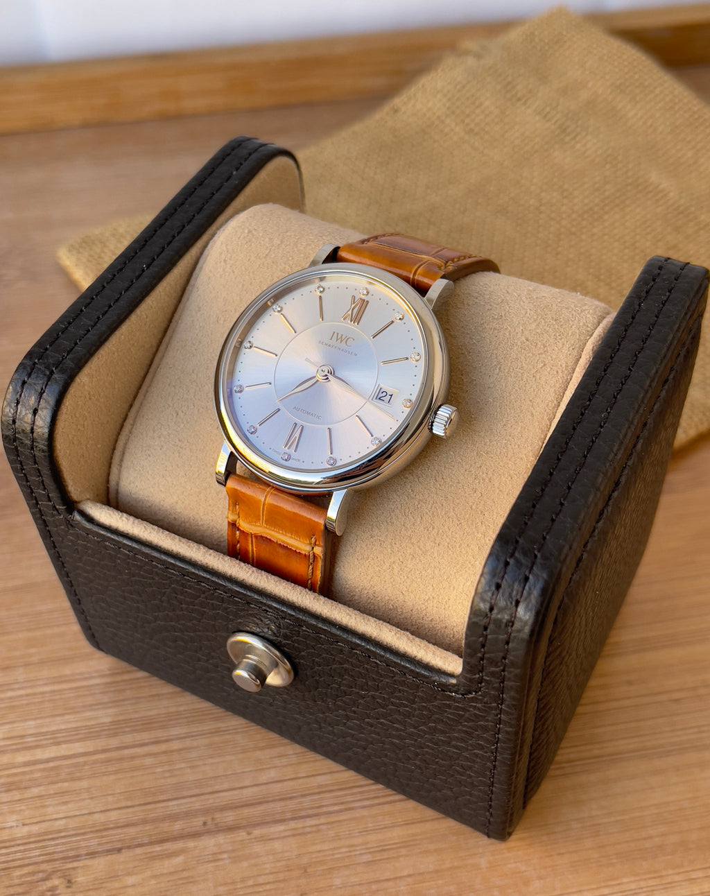 Ceas IWC Portofino Unisex 37mm - cu briliante - Full set, acte, cutie