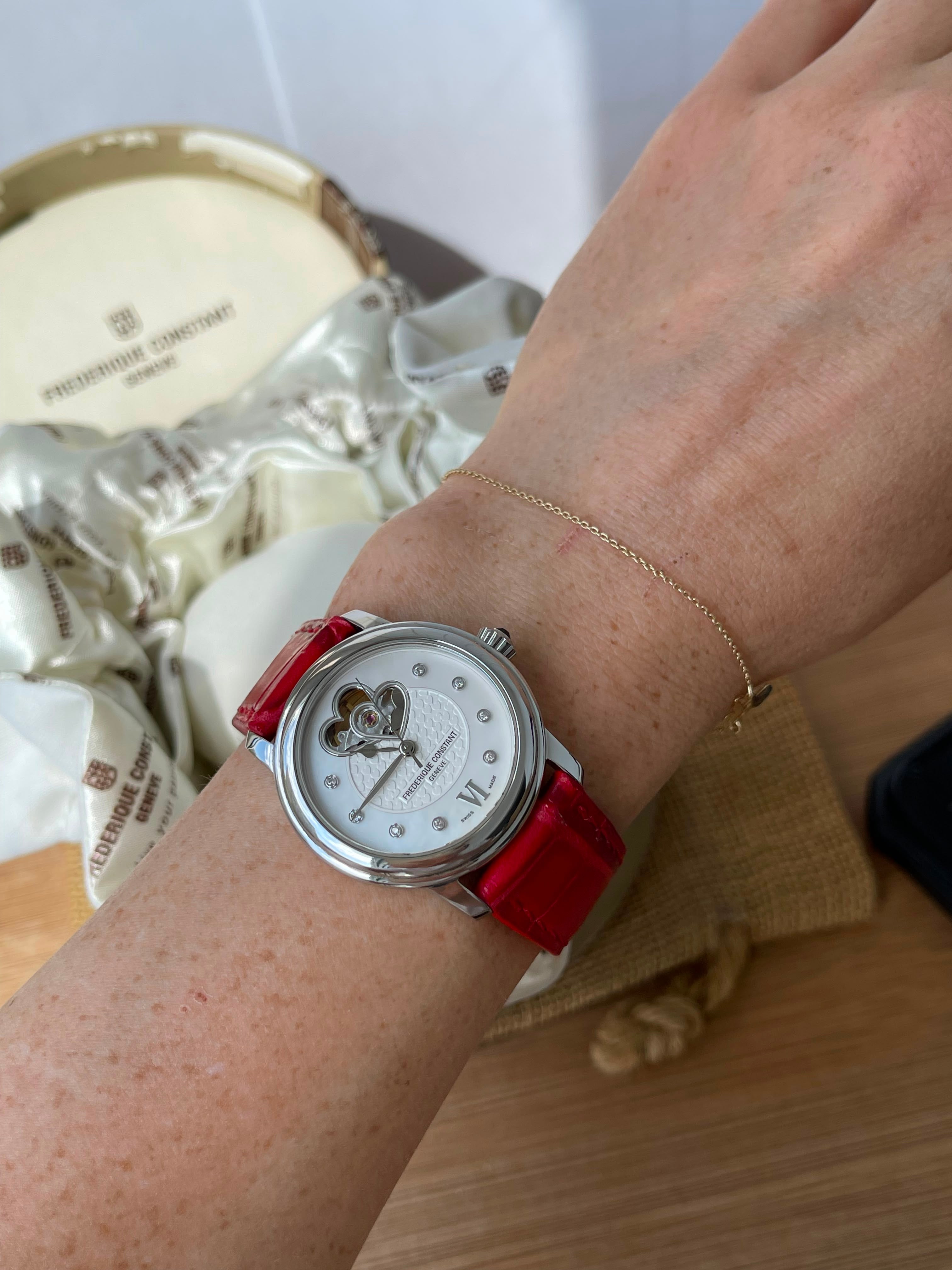 Superb Ceas Frederique Constant - Lady - Automatic - Open Heart cu diamante 💎Ref. FC-310DHB2P6