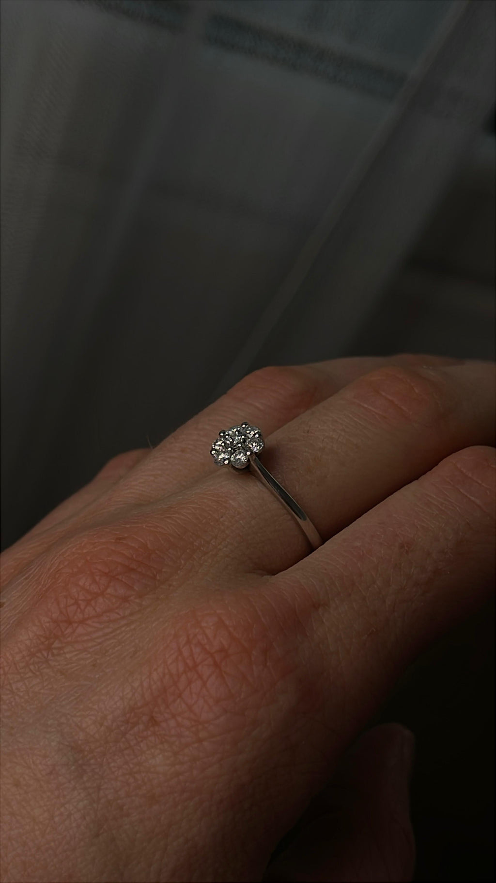 Inel Aur Alb 18k cu diamante - certificat