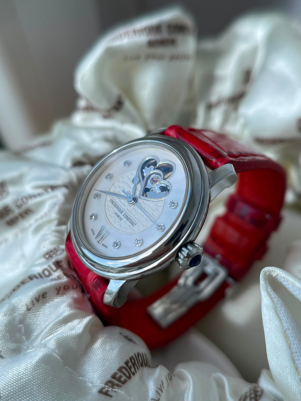 Superb Ceas Frederique Constant - Lady - Automatic - Open Heart cu diamante 💎Ref. FC-310DHB2P6