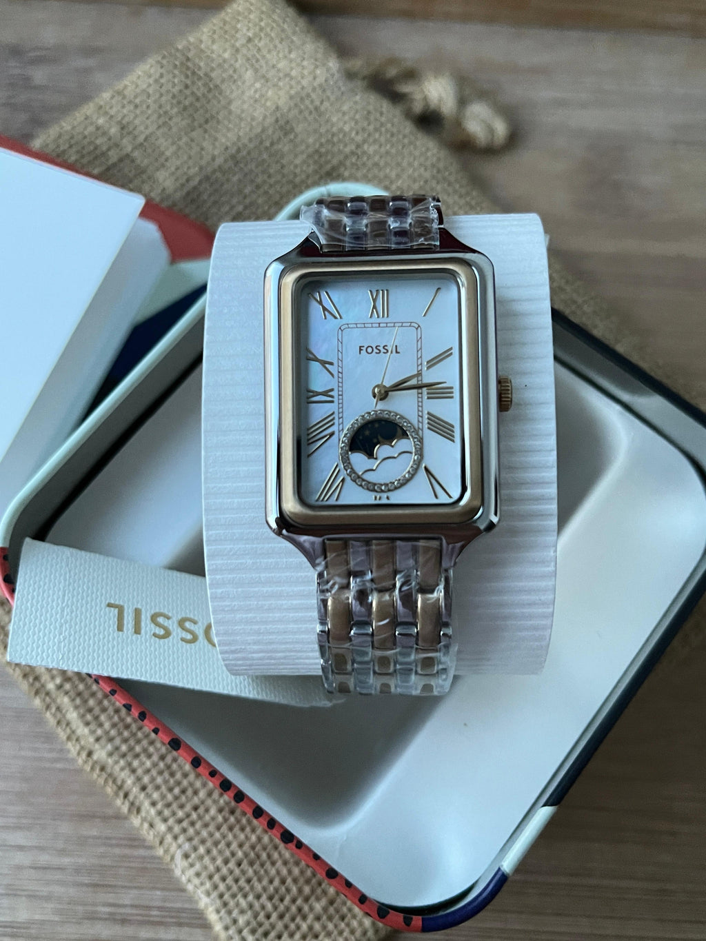 Ceas Fossil Raquel Sun Moon 29mm - Two tone - Mother of Pearl