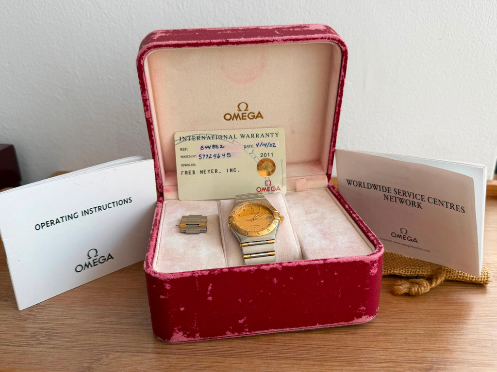 Omega Constellation Manhattan  Aur Otel - 33.5mm diametrul Full set - Conditie excelenta - Ref. 396.1201