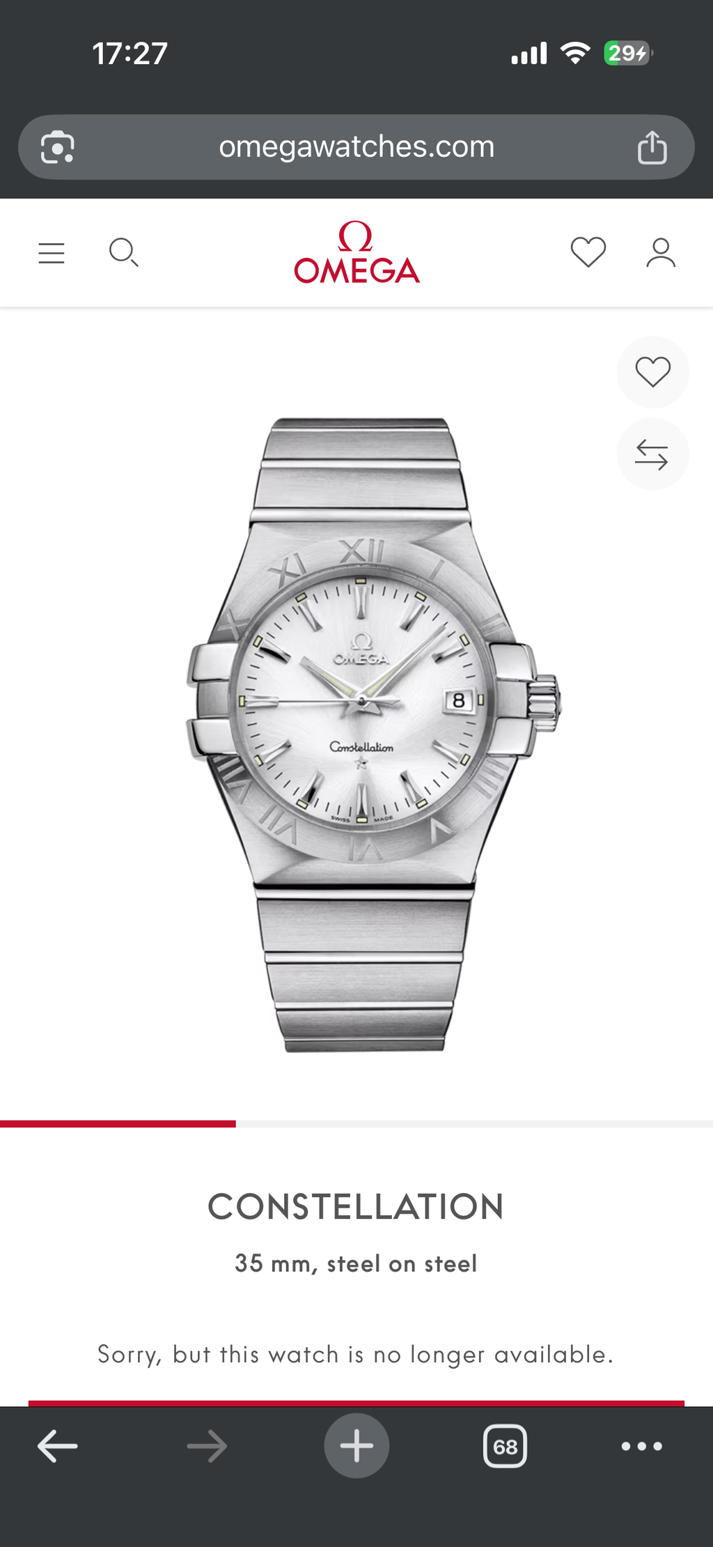 Omega Constellation 2017 Full Set Impecabil Ref. 123.10.35.60.02.001