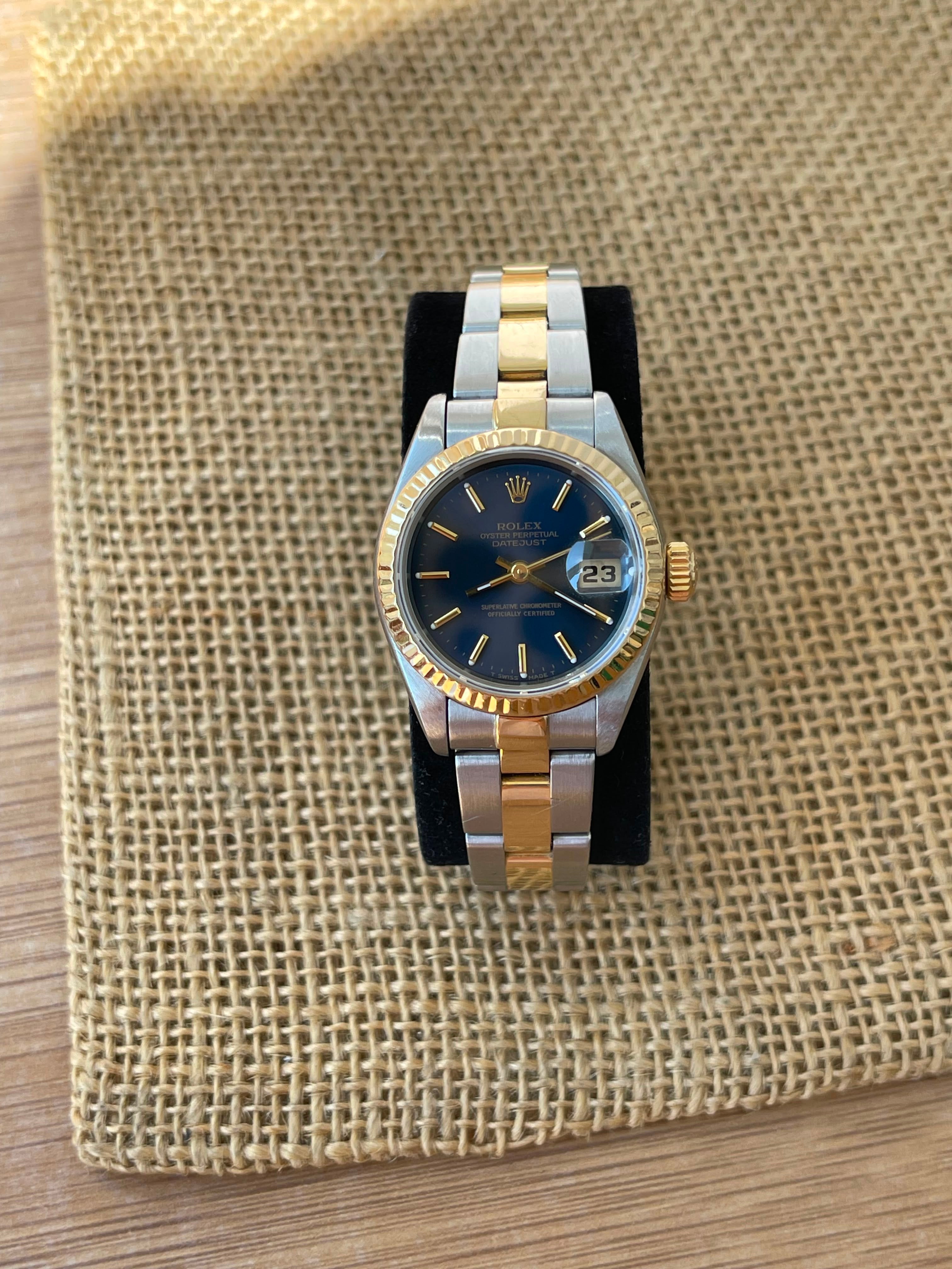 Rolex Datejust Lady Aur şi Oțel 26mm Blue Dial Ref. 69173