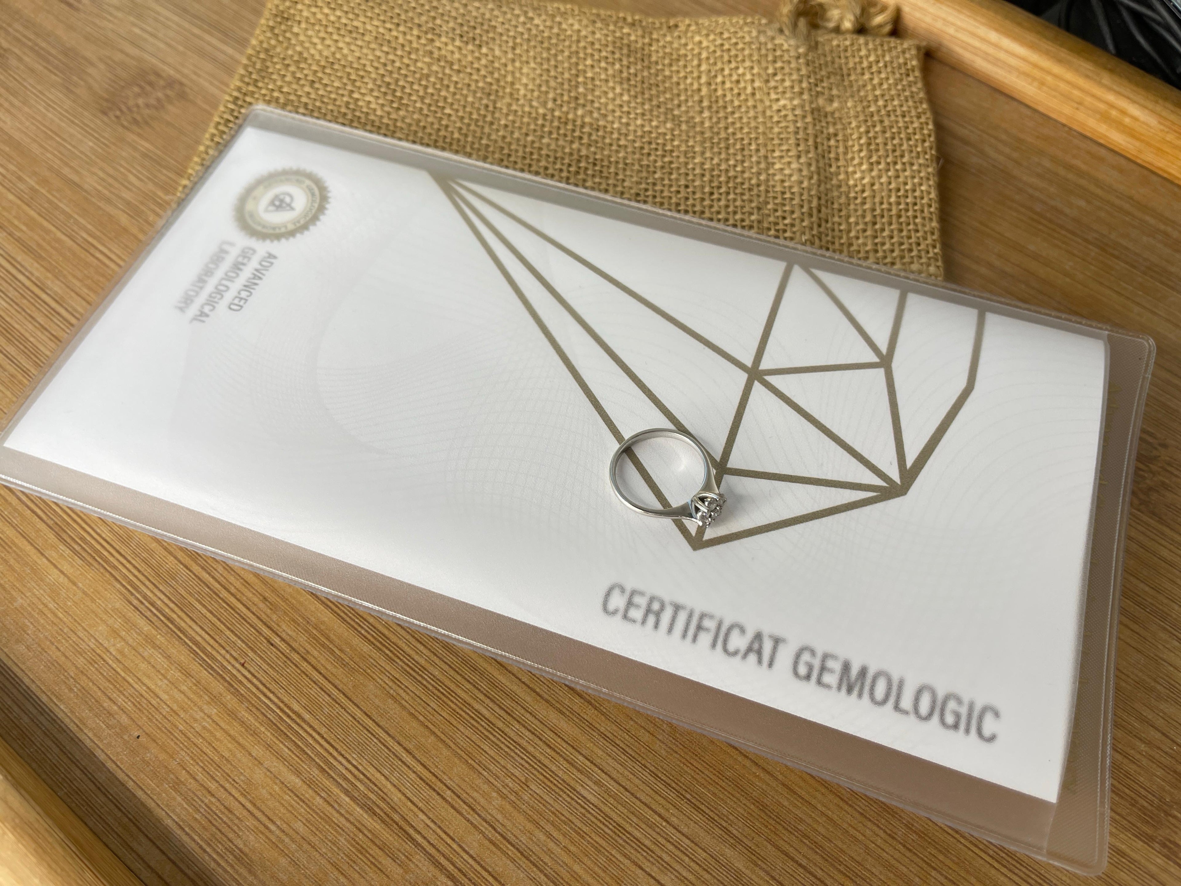Inel Aur Alb 18k cu diamante - certificat
