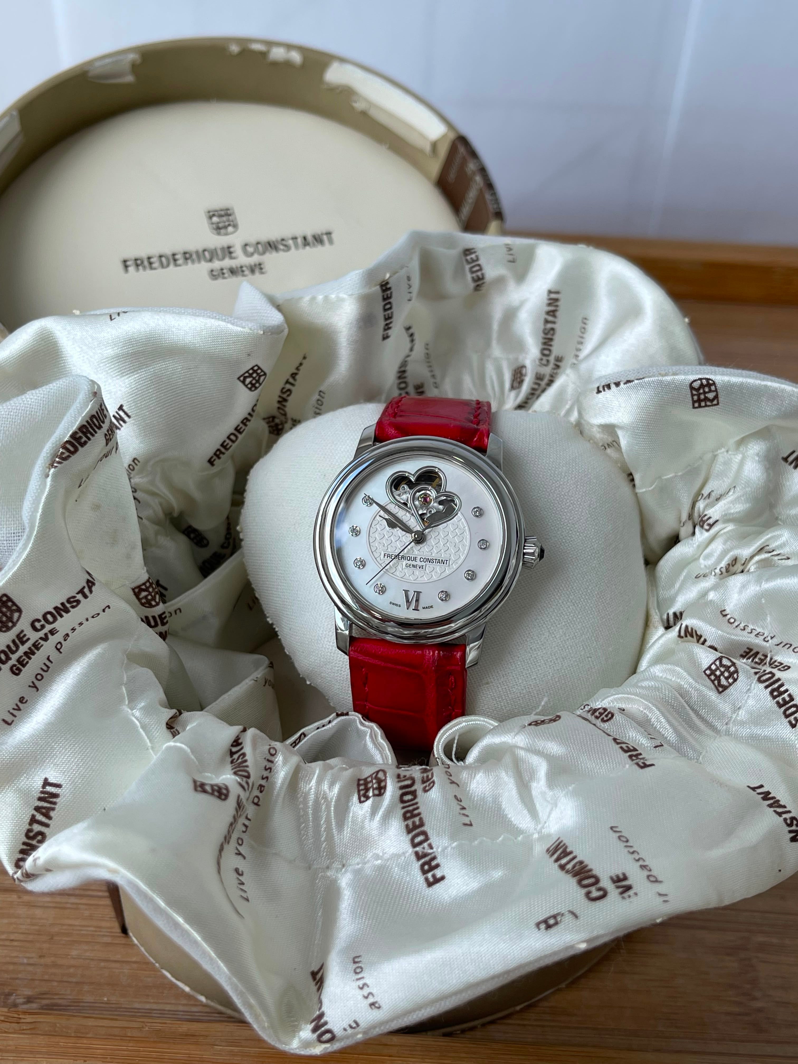 Superb Ceas Frederique Constant - Lady - Automatic - Open Heart cu diamante 💎Ref. FC-310DHB2P6