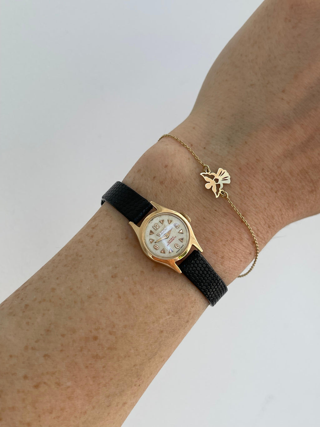 Ceas Venus Lady Aur 18K - curea piele iguana - 1970 - Mecanic