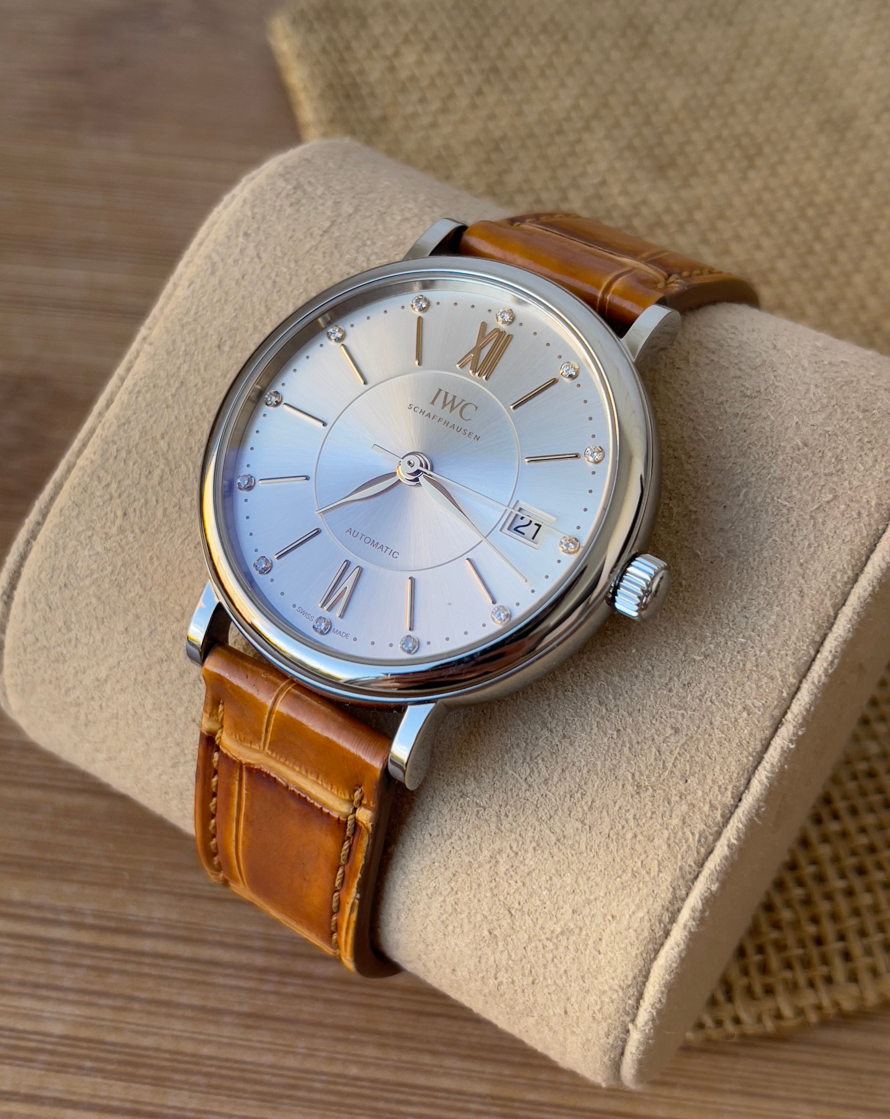 Ceas IWC Portofino Unisex 37mm - cu briliante - Full set, acte, cutie