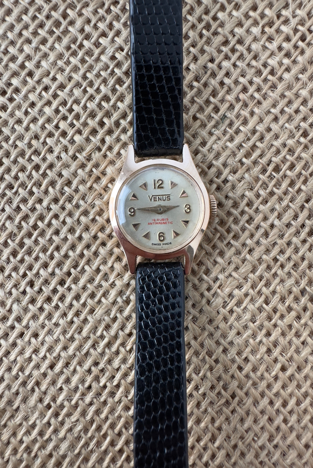 Ceas Venus Lady Aur 18K - curea piele iguana - 1970 - Mecanic