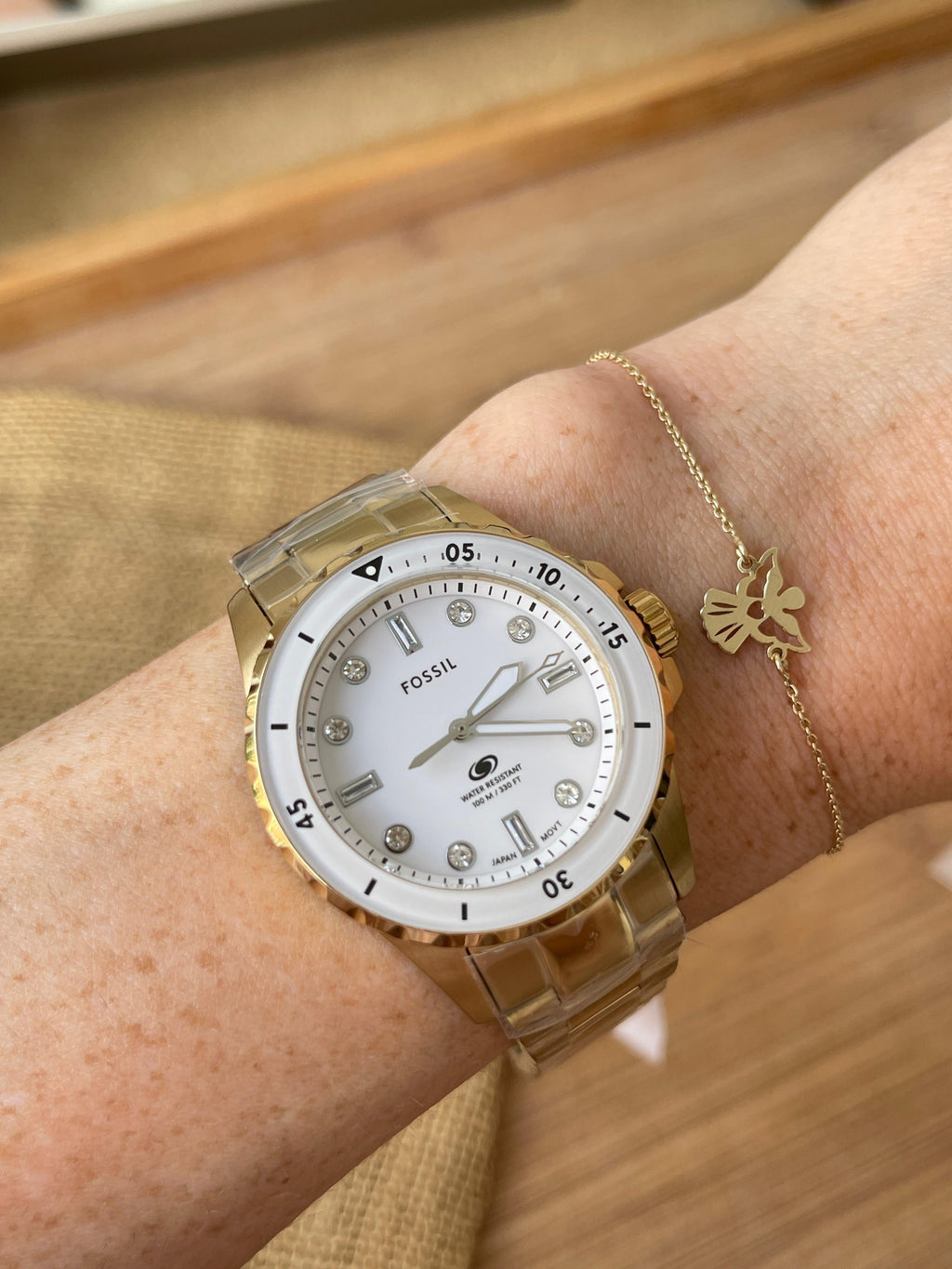 Ceas Fossil Blue-Dive Three Hand Gold Tone