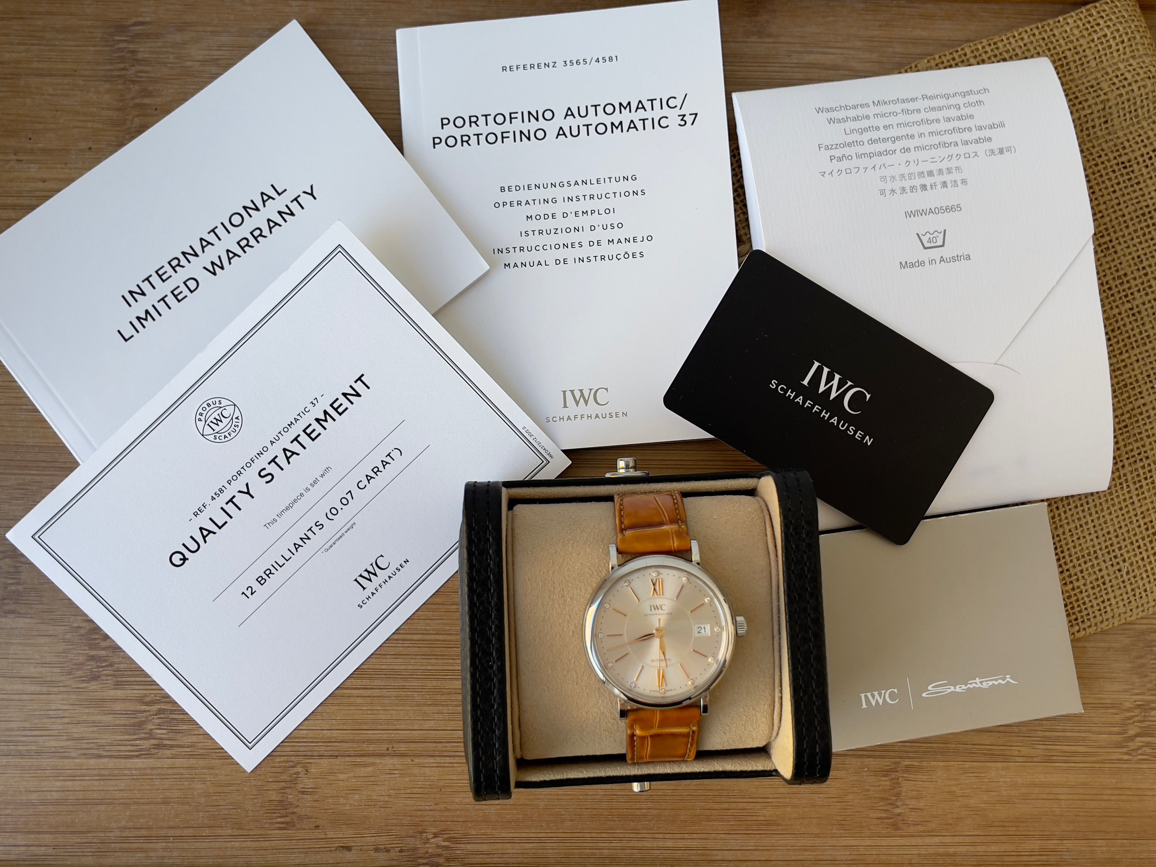 Ceas IWC Portofino Unisex 37mm - cu briliante - Full set, acte, cutie