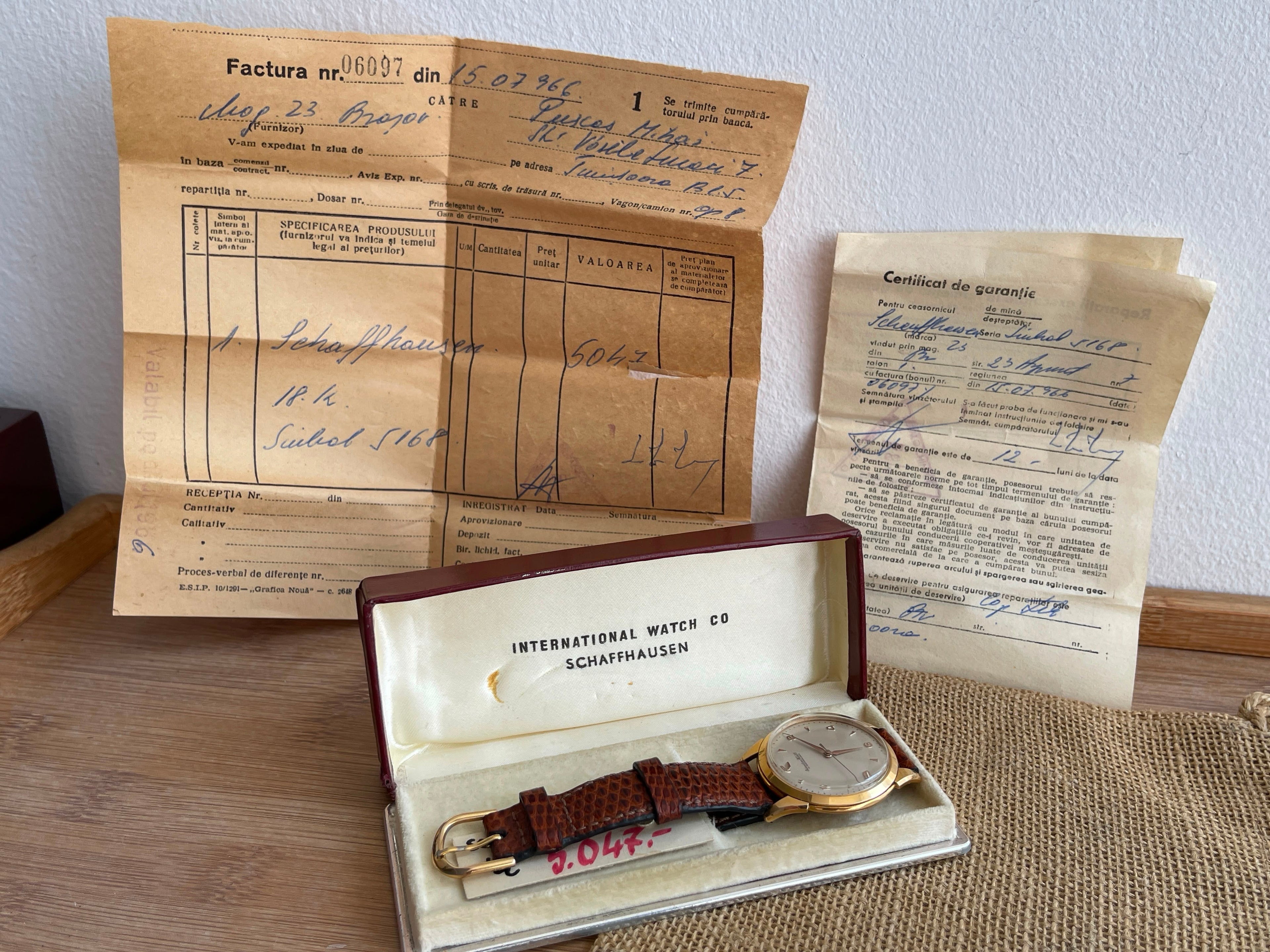Ceas IWC din Aur 18K - Calibru Mecanic - Full set - impecabil - 15.07.1966