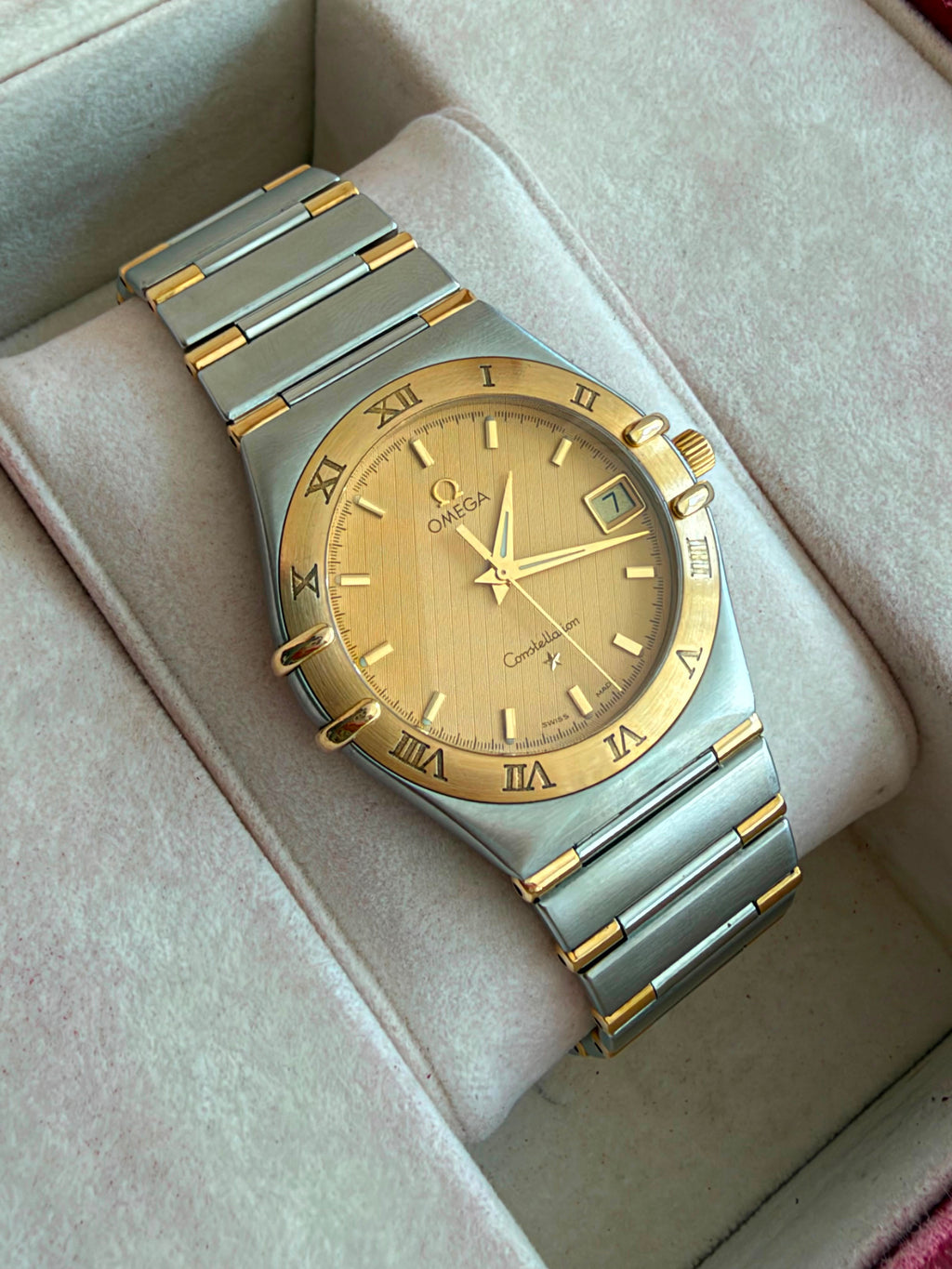 Omega Constellation Manhattan  Aur Otel - 33.5mm diametrul Full set - Conditie excelenta - Ref. 396.1201