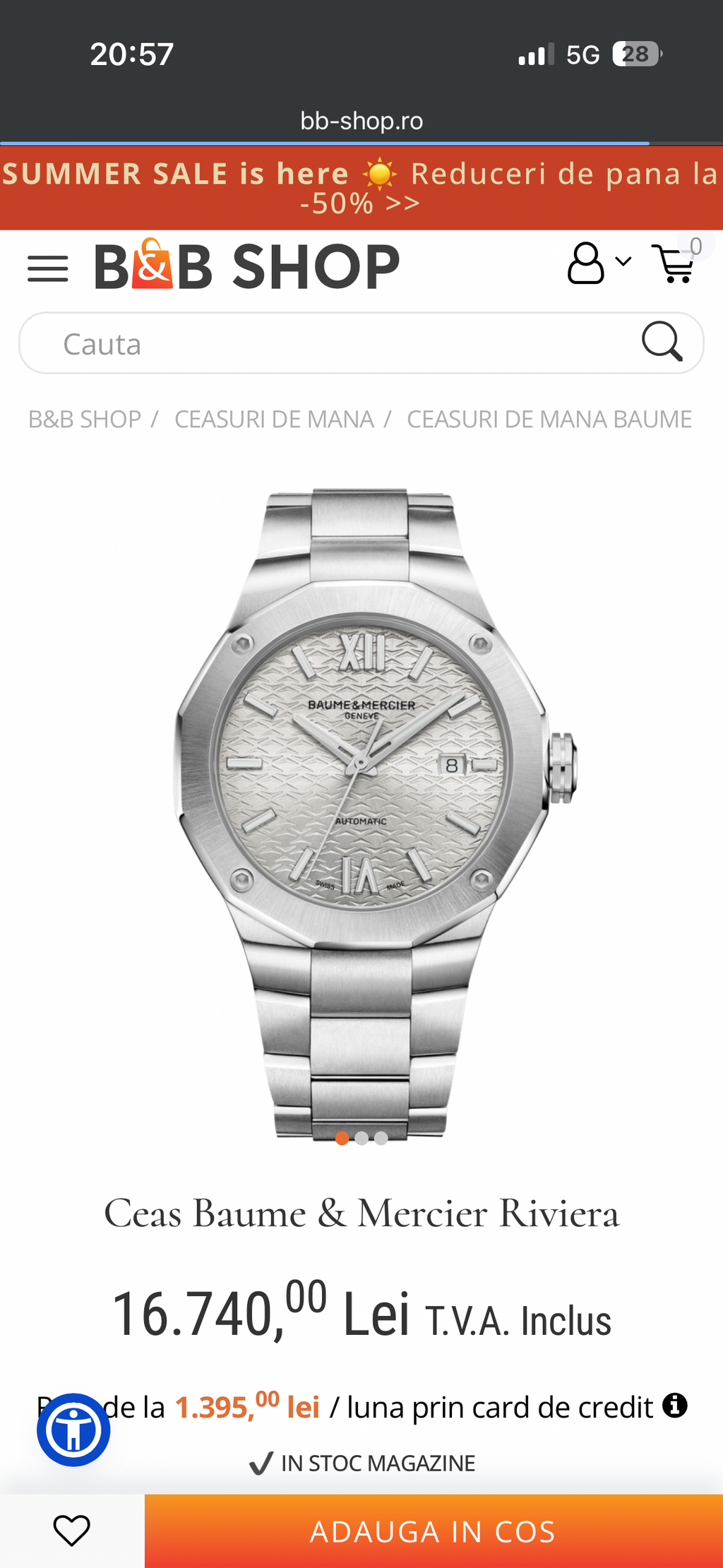 Baume Mercier Riviera Automatic - Full Set - Impecabil - Ref. M0A10622