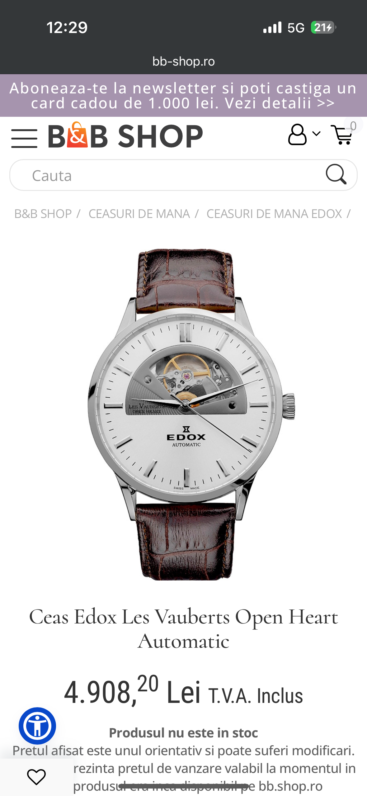 Ceas Edox Les Vauberts Automatic - Open Heart