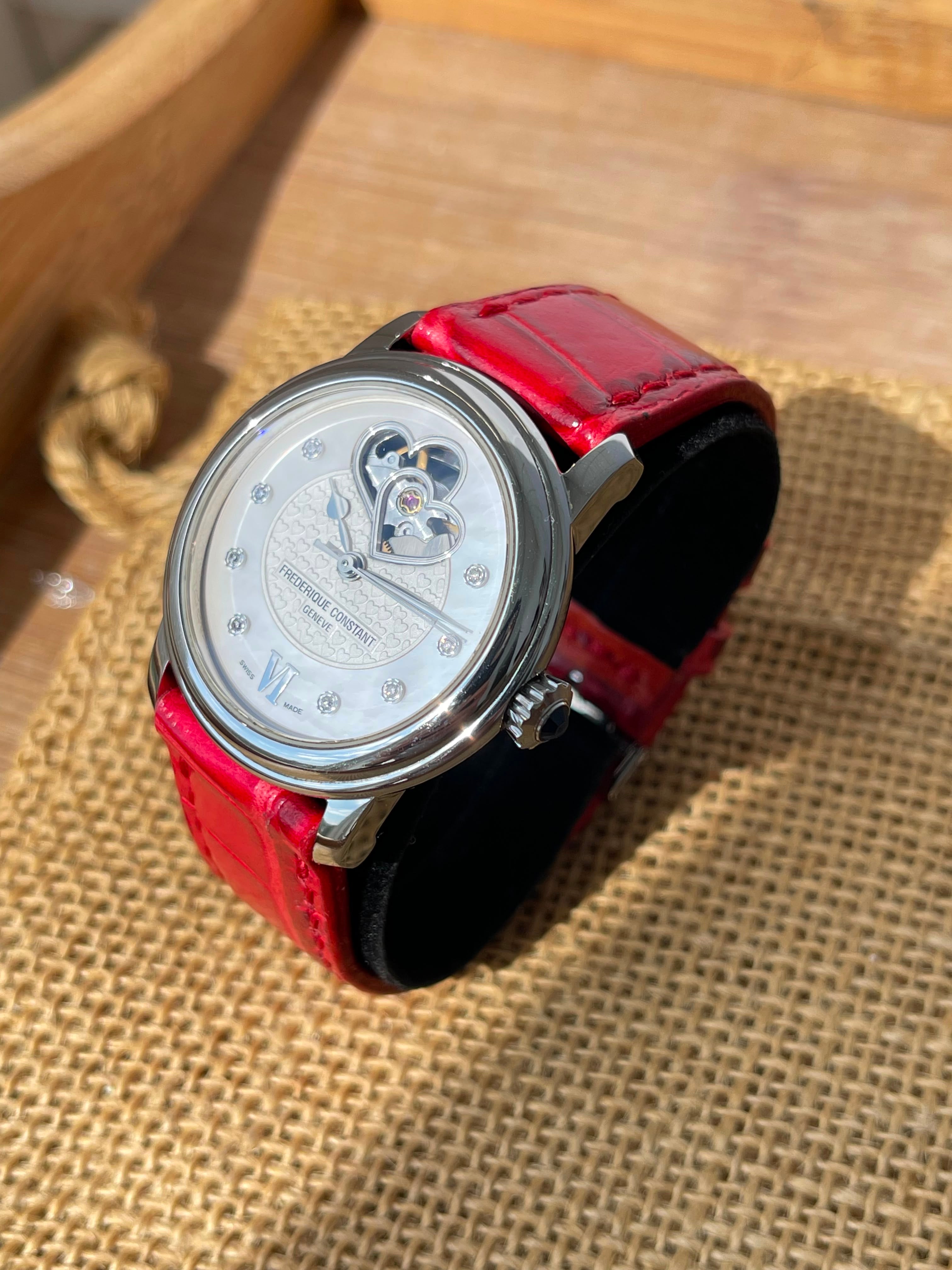 Superb Ceas Frederique Constant - Lady - Automatic - Open Heart cu diamante 💎Ref. FC-310DHB2P6