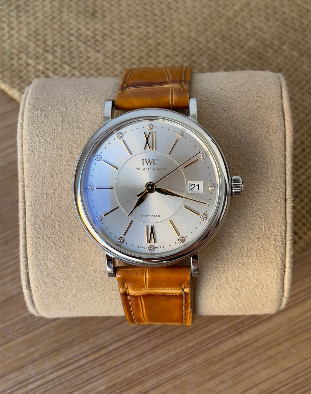 Ceas IWC Portofino Unisex 37mm - cu briliante - Full set, acte, cutie