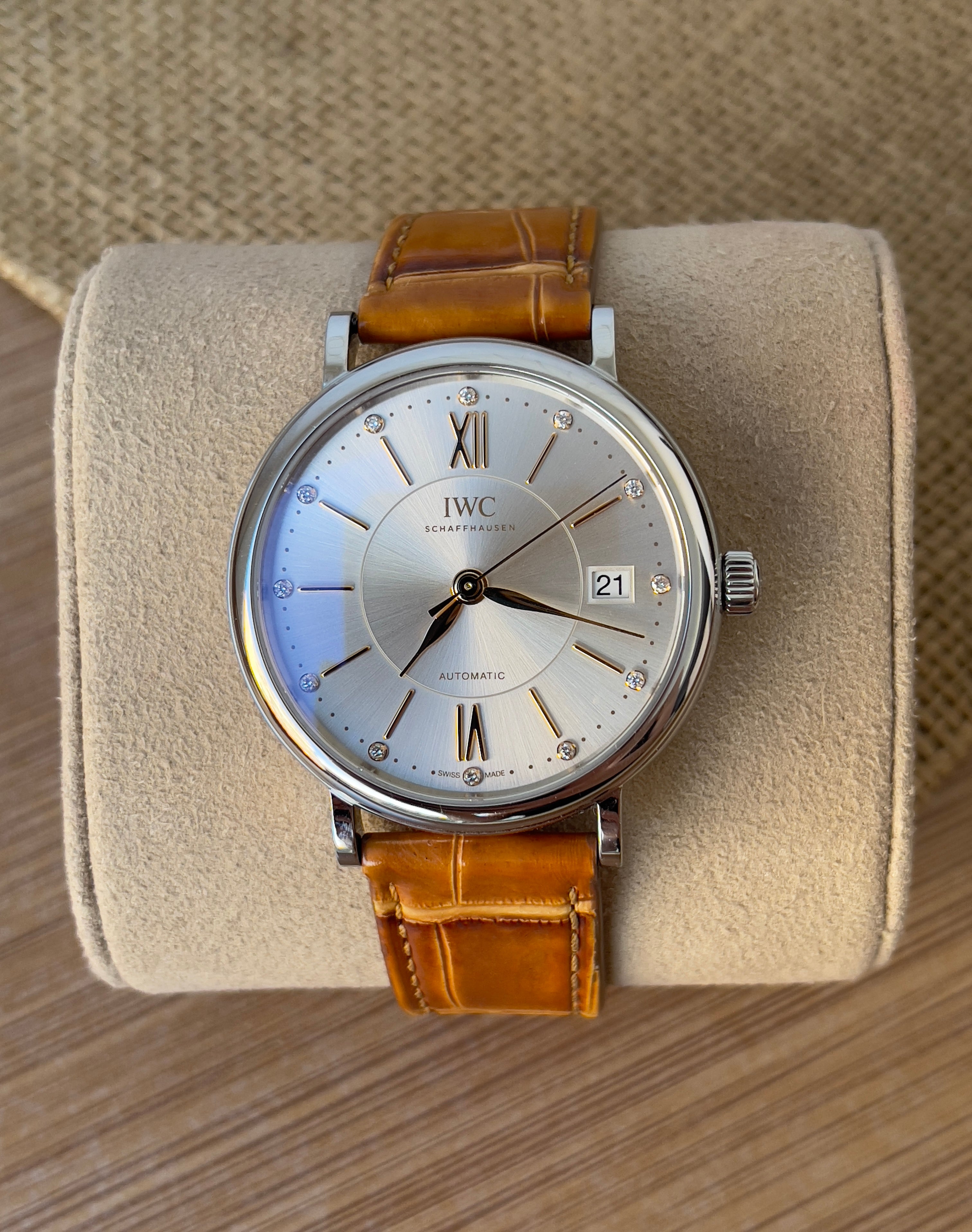 Ceas IWC Portofino Unisex 37mm - cu briliante - Full set, acte, cutie