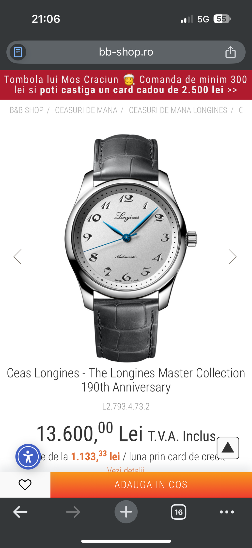 Longines Mastercollection ediție aniversarǎ 190th - 40mm