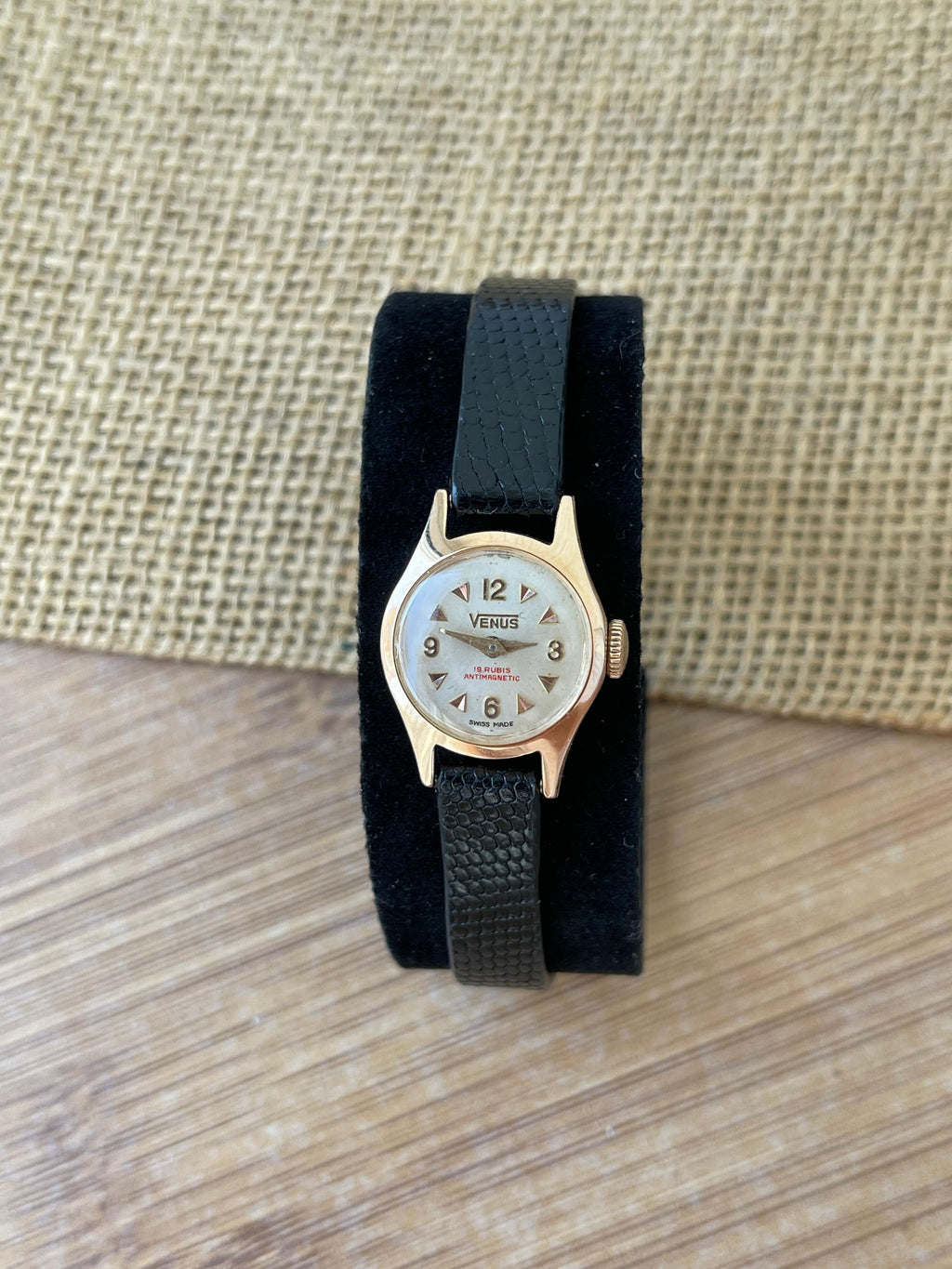 Ceas Venus Lady Aur 18K - curea piele iguana - 1970 - Mecanic