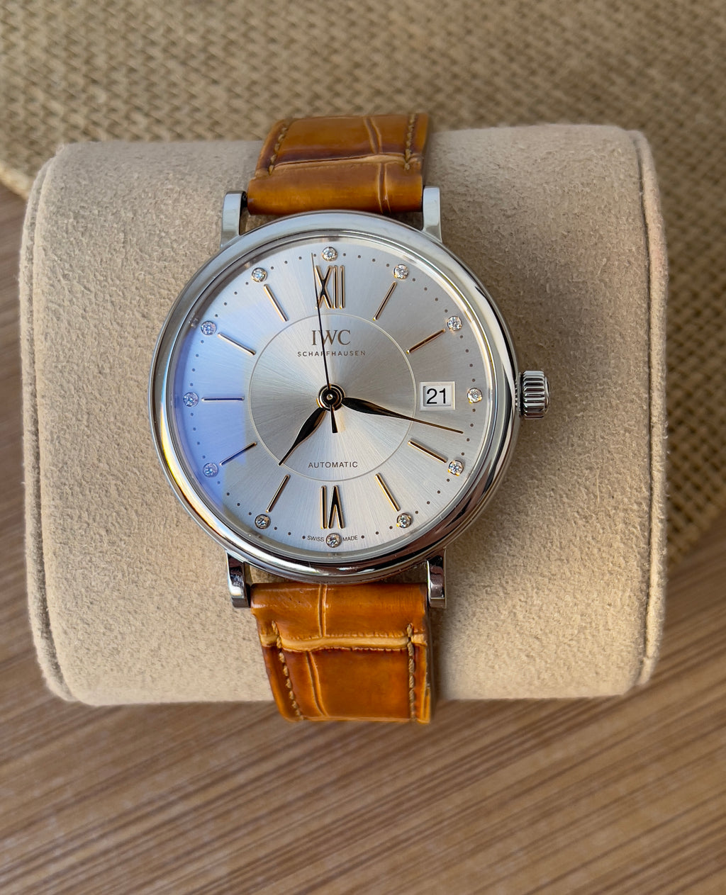 Ceas IWC Portofino Unisex 37mm - cu briliante - Full set, acte, cutie