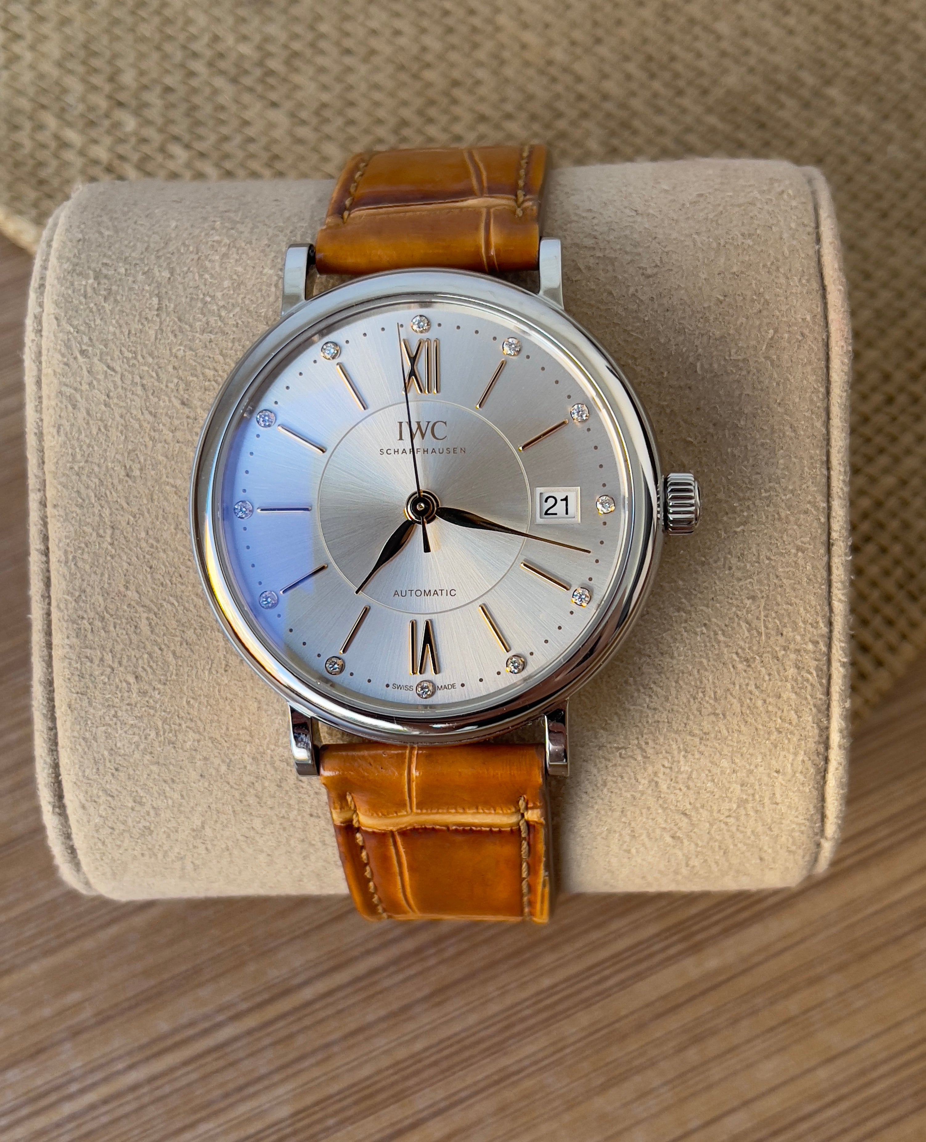 Ceas IWC Portofino Unisex 37mm - cu briliante - Full set, acte, cutie