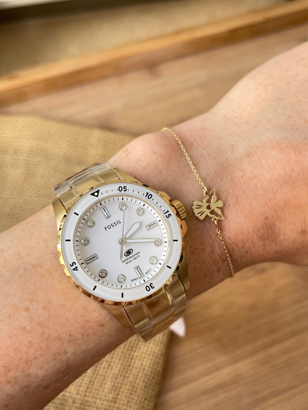 Ceas Fossil Blue-Dive Three Hand Gold Tone