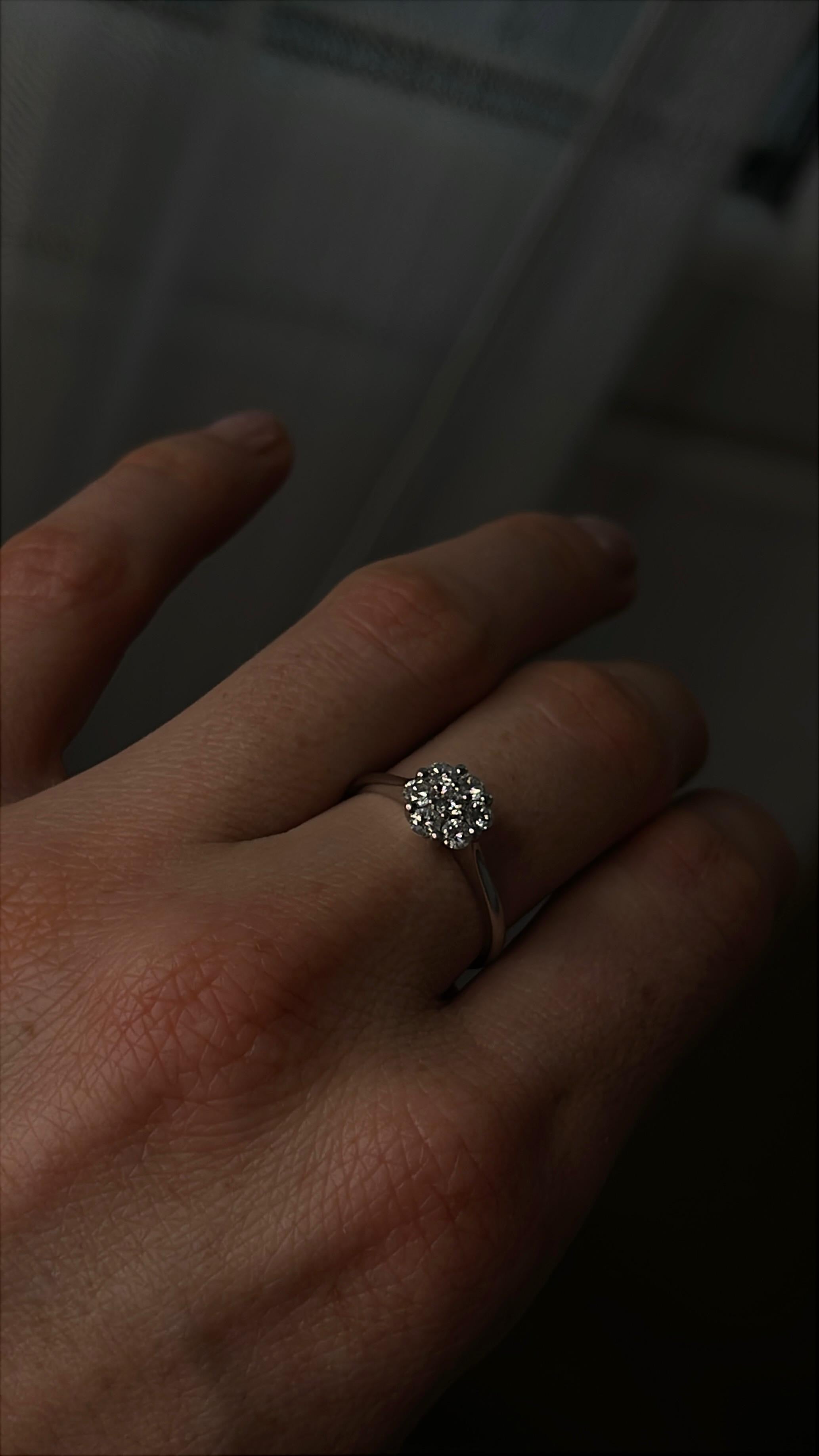 Inel Aur Alb 18k cu diamante - certificat