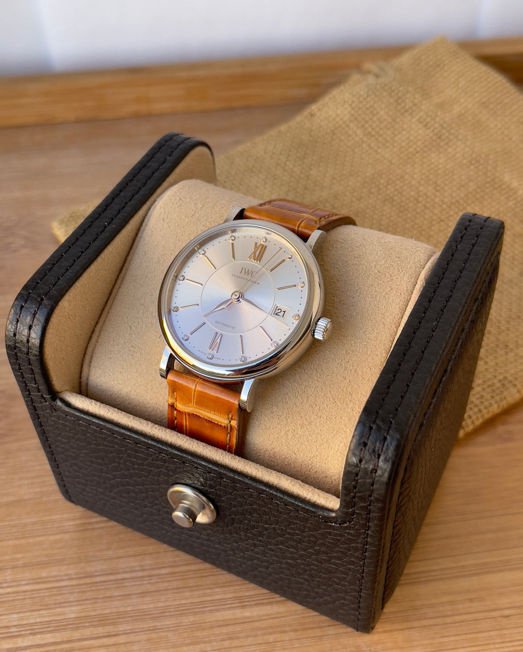 Ceas IWC Portofino Unisex 37mm - cu briliante - Full set, acte, cutie