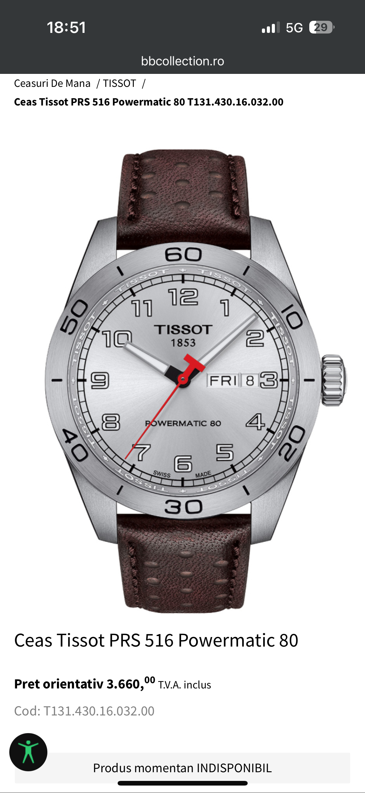 Ceas Tissot PRS516 - Powermatic 80 - Full set