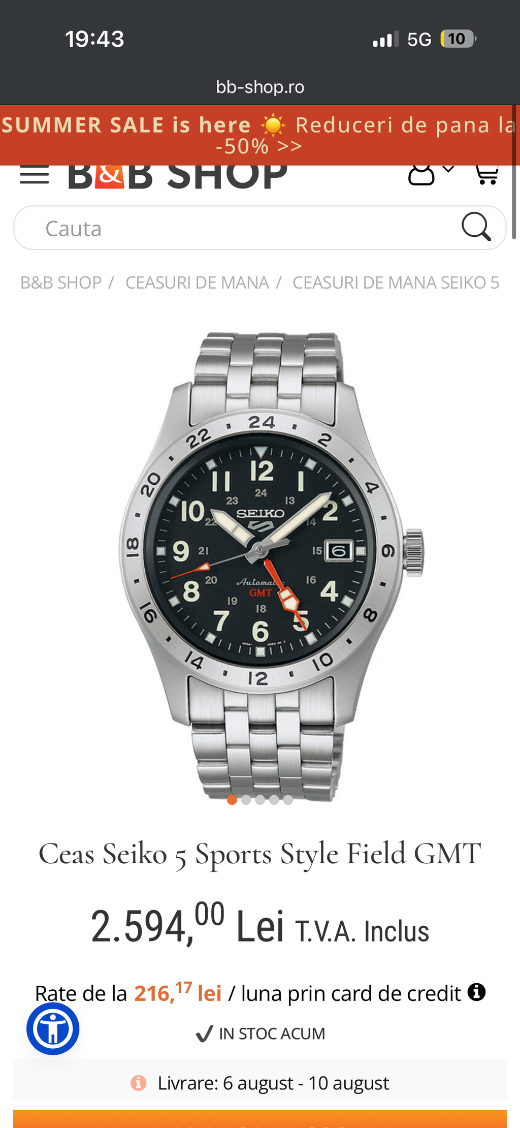 Seiko 5 Field Gmt Automatic - Full Set - impecabil Ref.SSK023K1