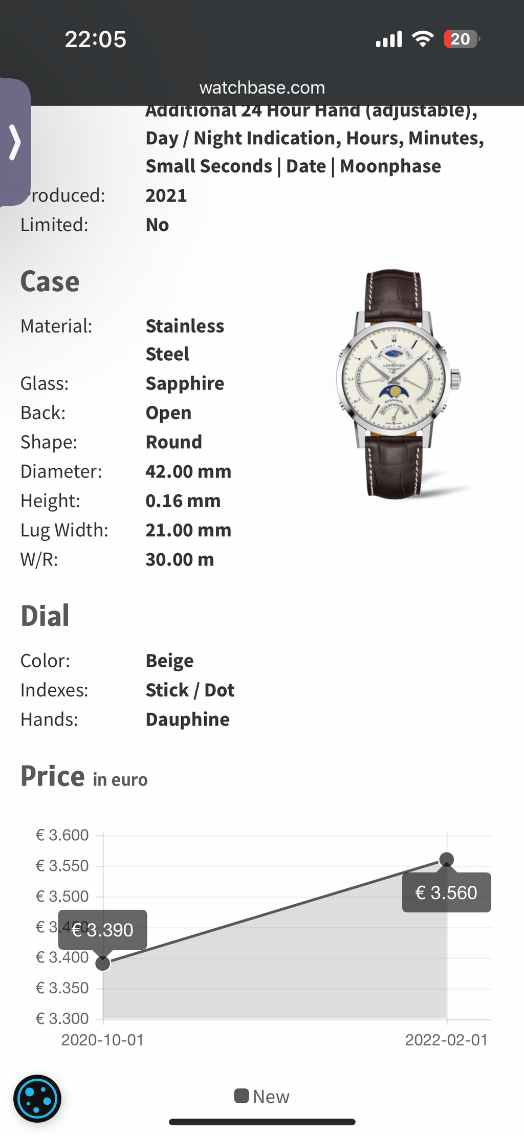 Ceas barbatesc Longines L4.828.4.92.2
1832 Retrograde Moonphase Stainless Steel / Beige