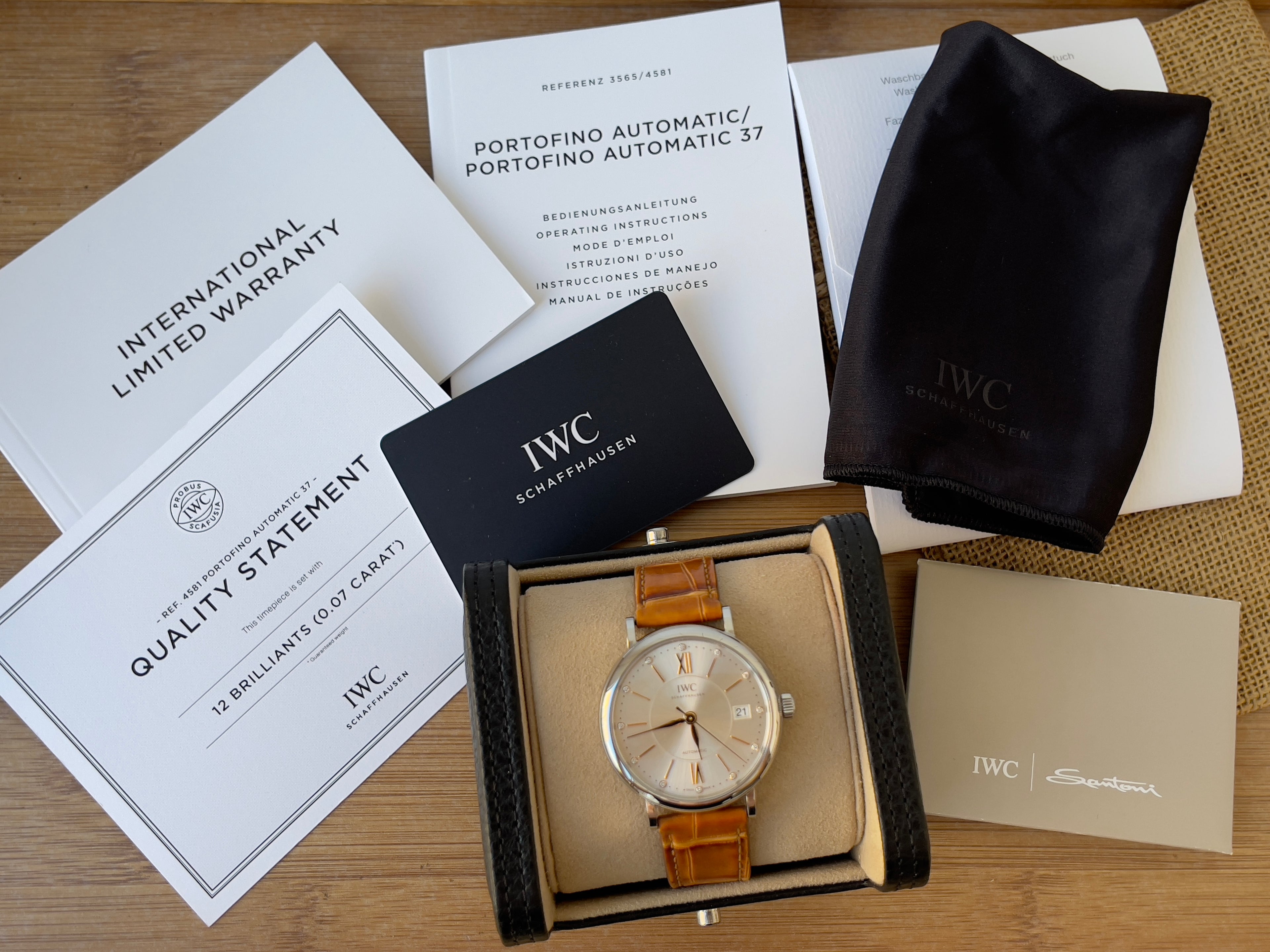 Ceas IWC Portofino Unisex 37mm - cu briliante - Full set, acte, cutie