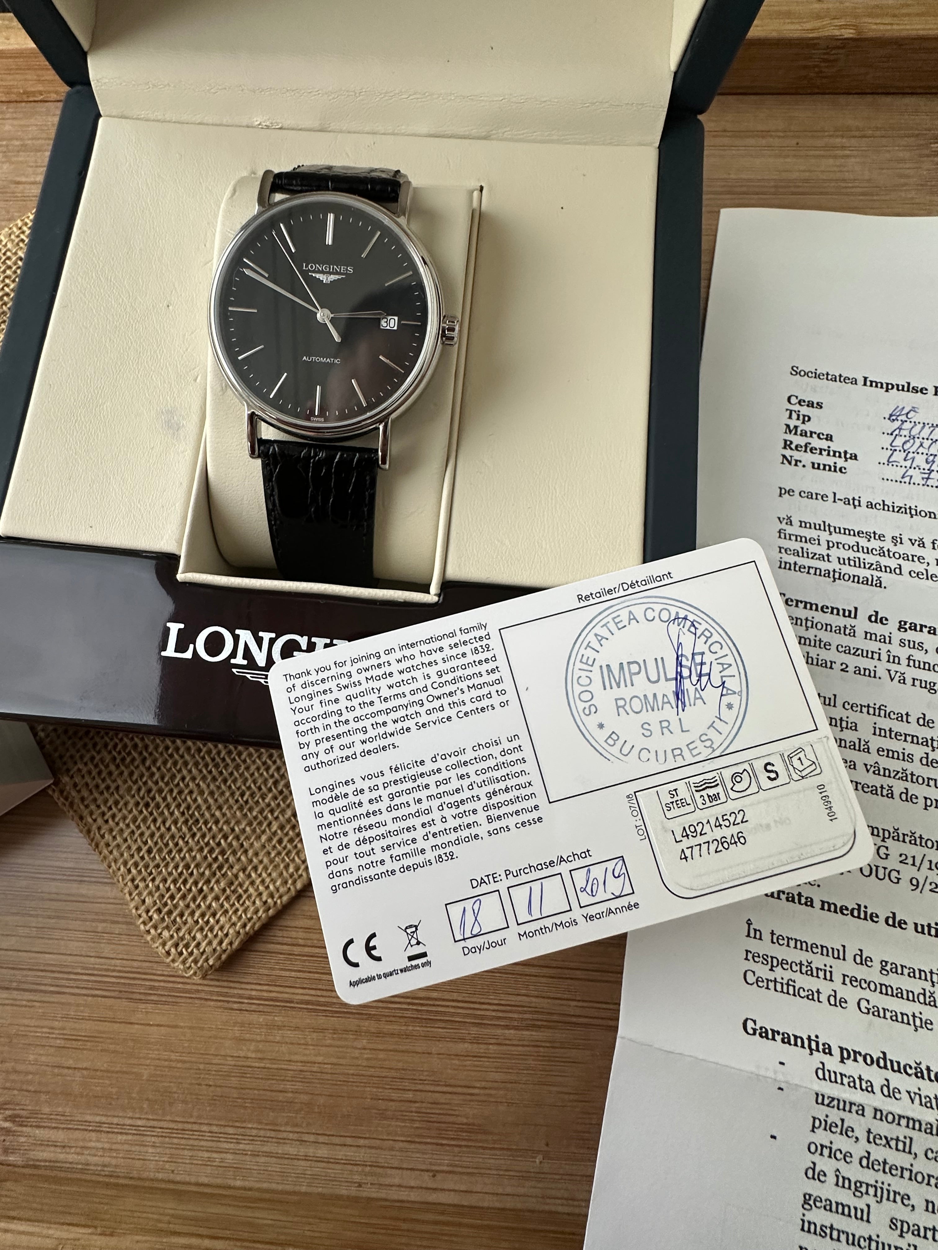 Longines Présence Automatic 38.5mm diametrul - impecabil - Full set L4.921.4.52.2