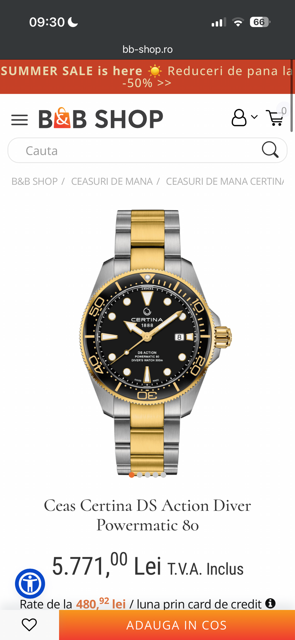 Certina DS Action Diver Full Set - Powermatic 80 - Two tone- Impecabil
