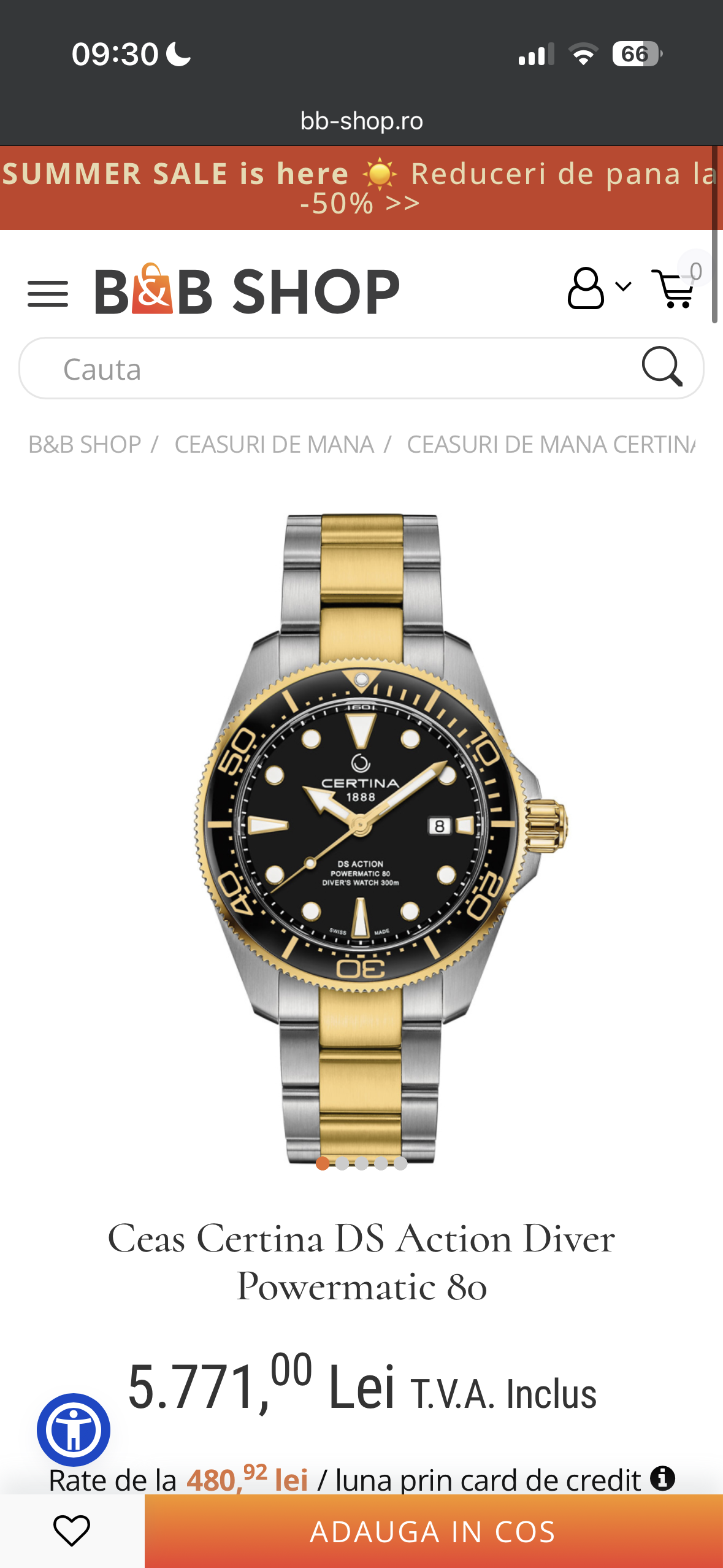 Certina DS Action Diver Full Set - Powermatic 80 - Two tone- Impecabil