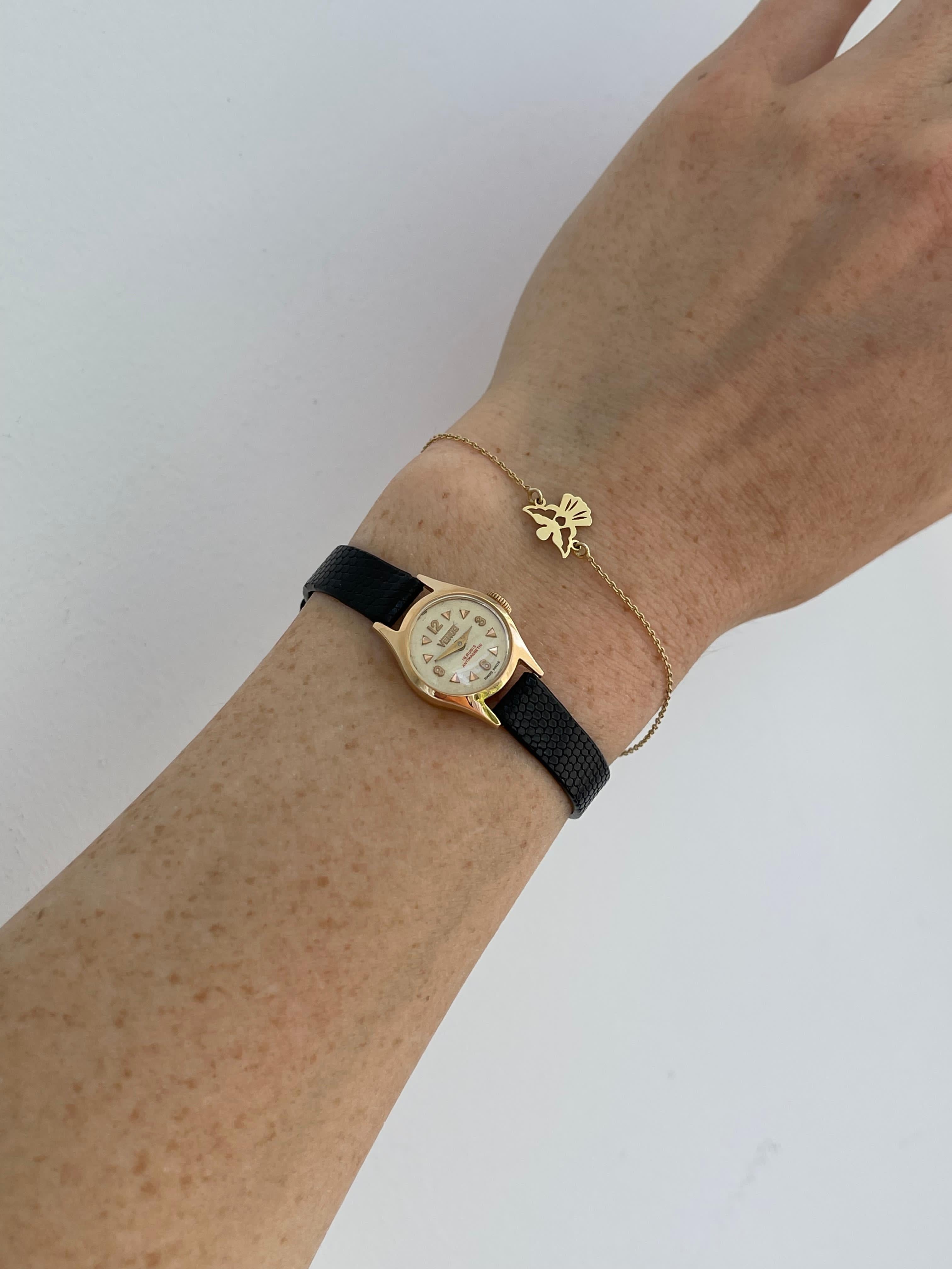 Ceas Venus Lady Aur 18K - curea piele iguana - 1970 - Mecanic
