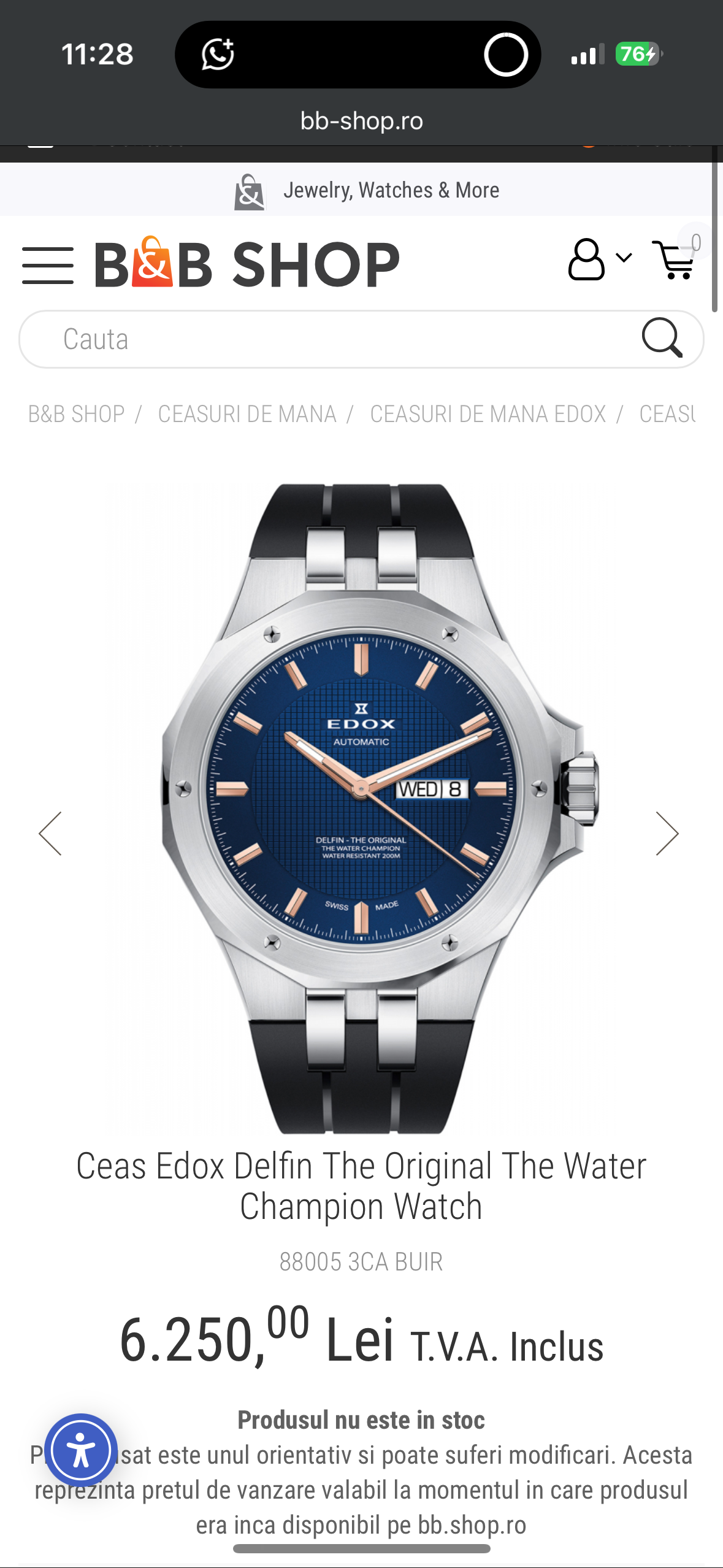 Ceas Edox Delfin Full set Rubber Strap