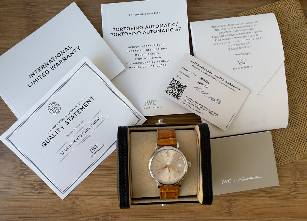 Ceas IWC Portofino Unisex 37mm - cu briliante - Full set, acte, cutie