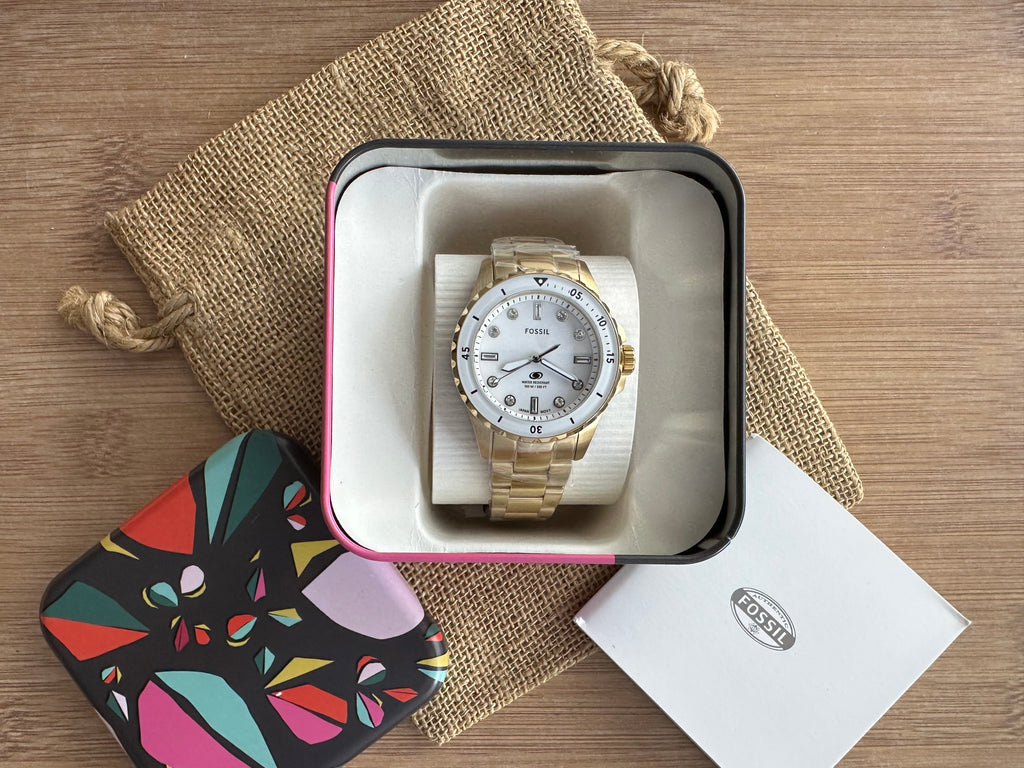 Ceas Fossil Blue-Dive Three Hand Gold Tone