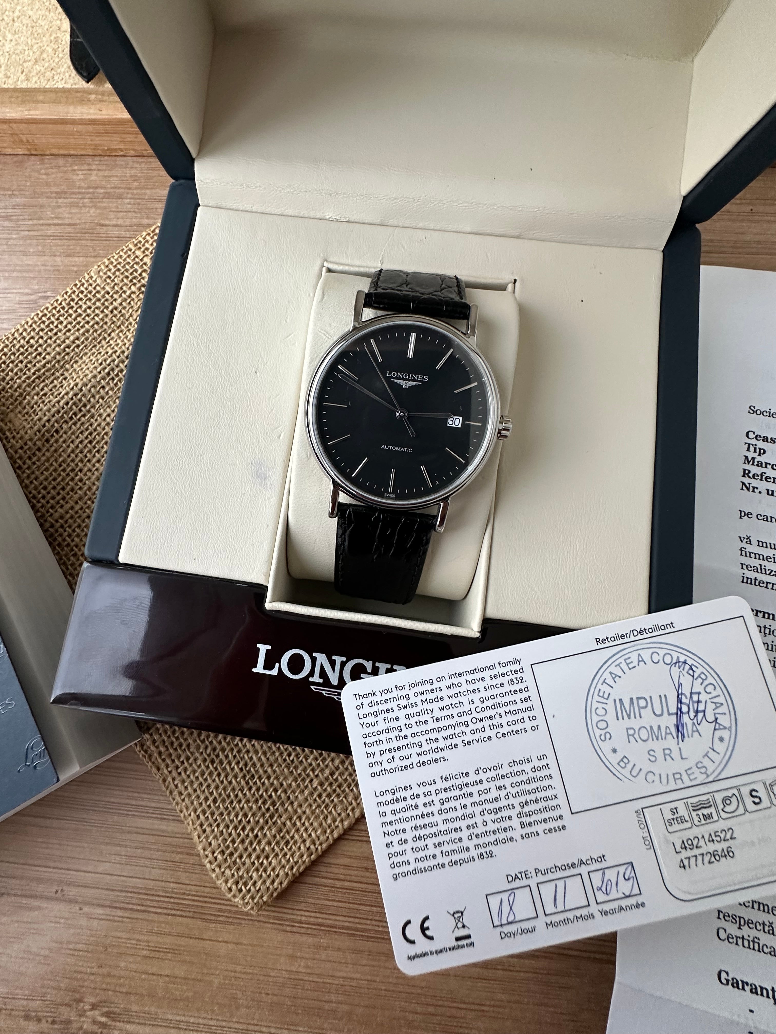 Longines Présence Automatic 38.5mm diametrul - impecabil - Full set L4.921.4.52.2