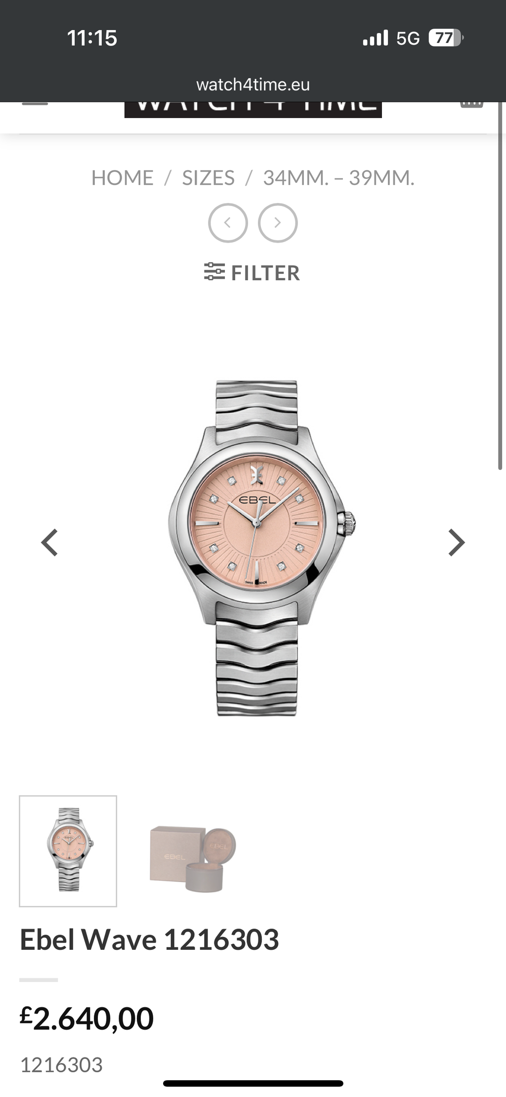 Superb Ebel Lady Wave 35mm cu diamante - ref. 1216303
