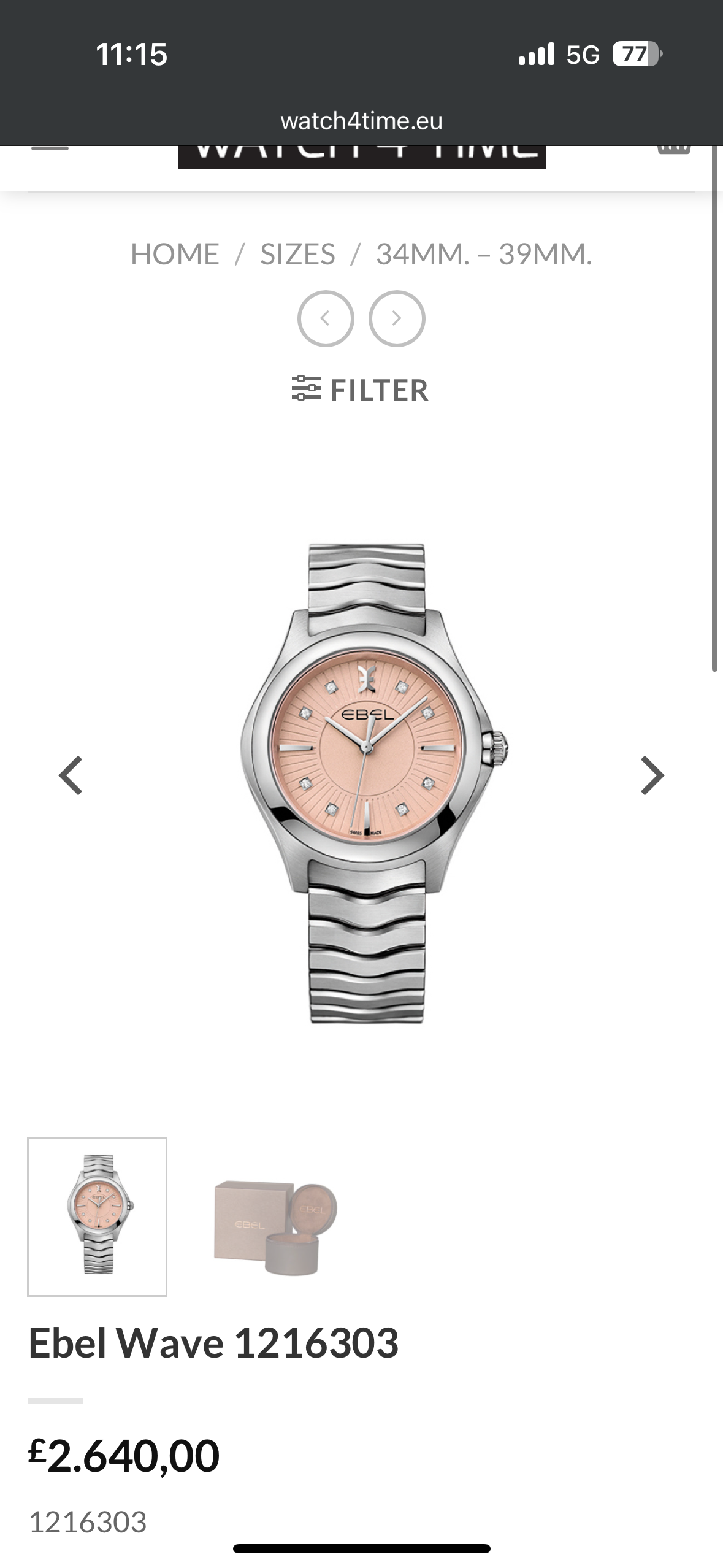 Superb Ebel Lady Wave 35mm cu diamante - ref. 1216303