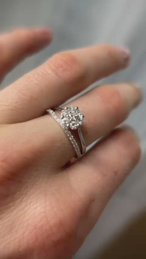 Inel Aur Alb 18k cu diamante - certificat